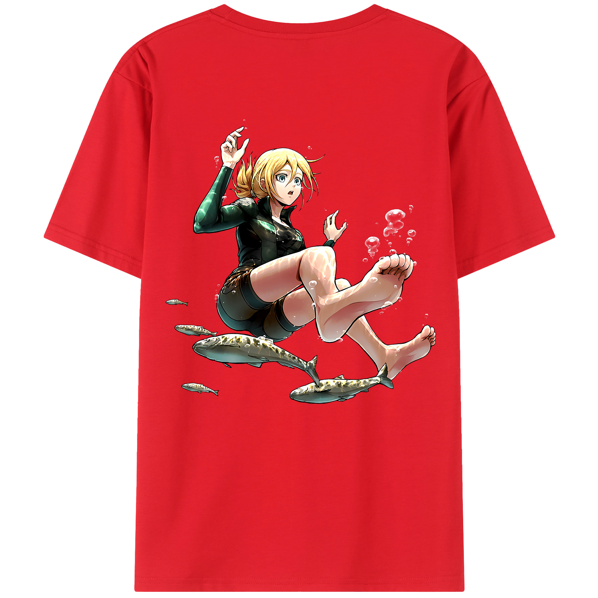 （画像用） 進撃の巨人 クリスタ·レンズ Attack on Titan Christa Lenz 綿100％半袖Tシャツ（背面プリント）