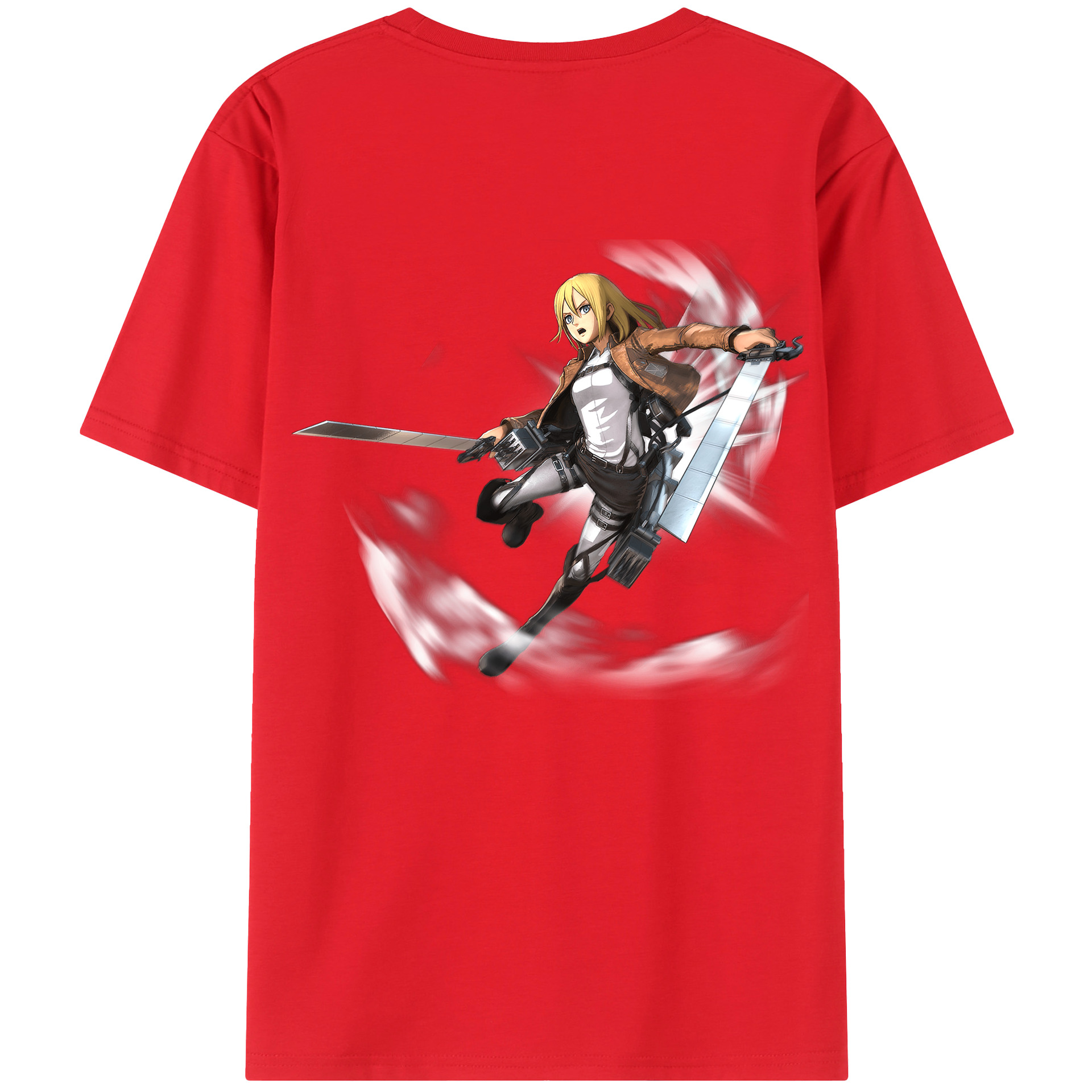 （画像用） 進撃の巨人 クリスタ·レンズ Attack on Titan Christa Lenz 綿100％半袖Tシャツ（背面プリント）