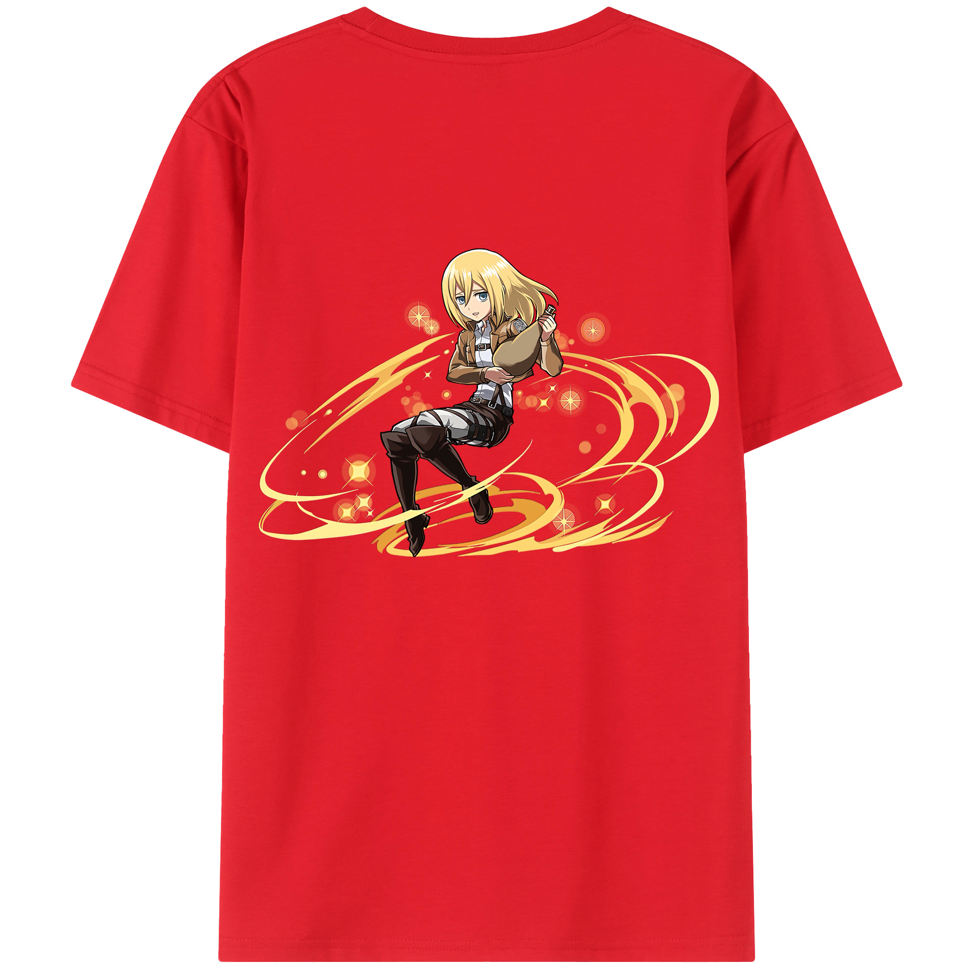 （画像用） 進撃の巨人 クリスタ·レンズ Attack on Titan Christa Lenz 綿100％半袖Tシャツ（背面プリント）