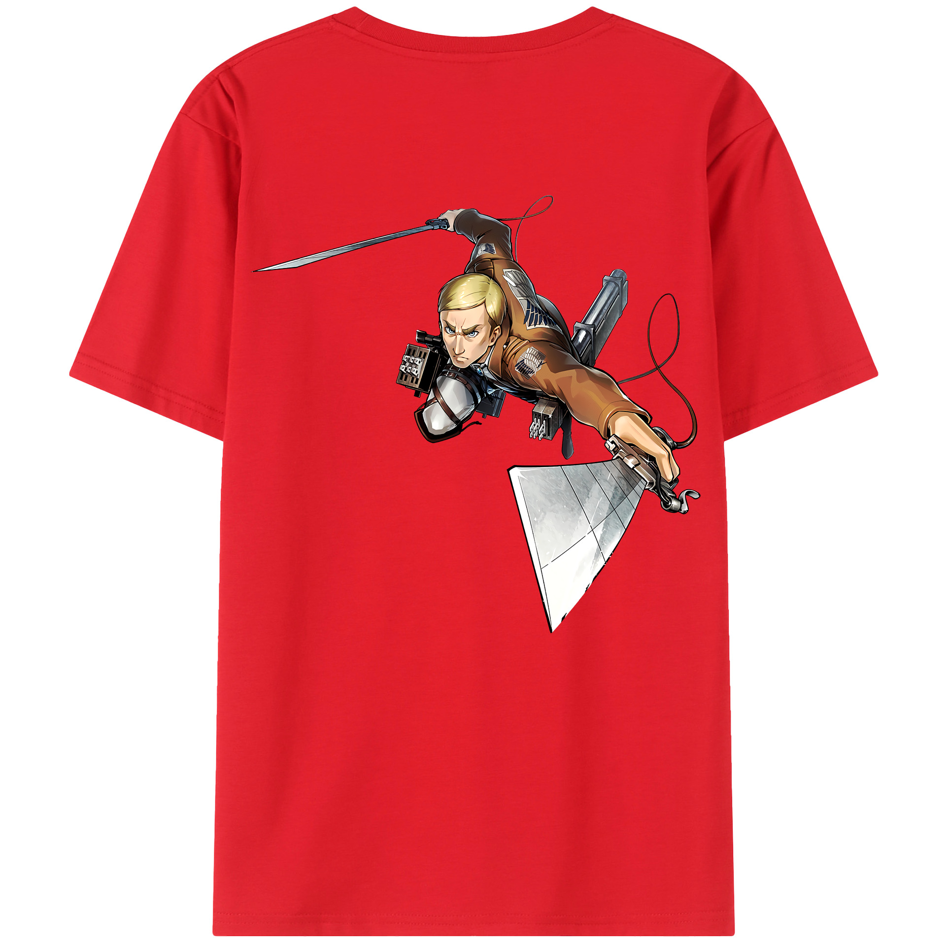 （画像用） 進撃の巨人 エルヴィン・スミス Attack on Titan Erwin Smith 綿100％半袖Tシャツ（背面プリント）