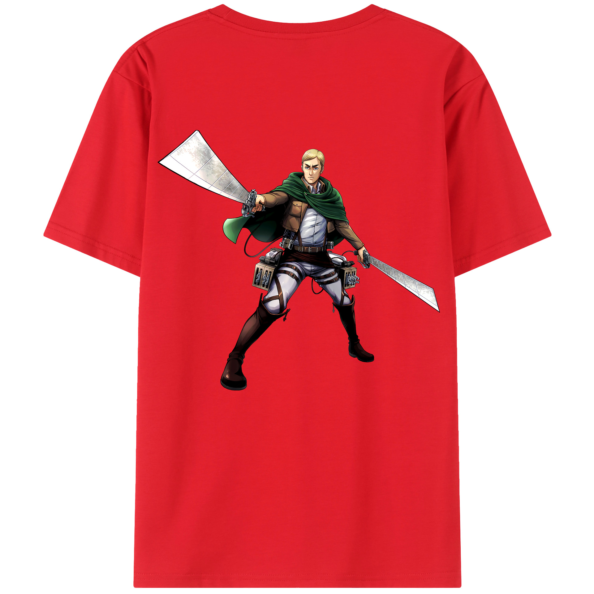 （画像用） 進撃の巨人 エルヴィン・スミス Attack on Titan Erwin Smith 綿100％半袖Tシャツ（背面プリント）
