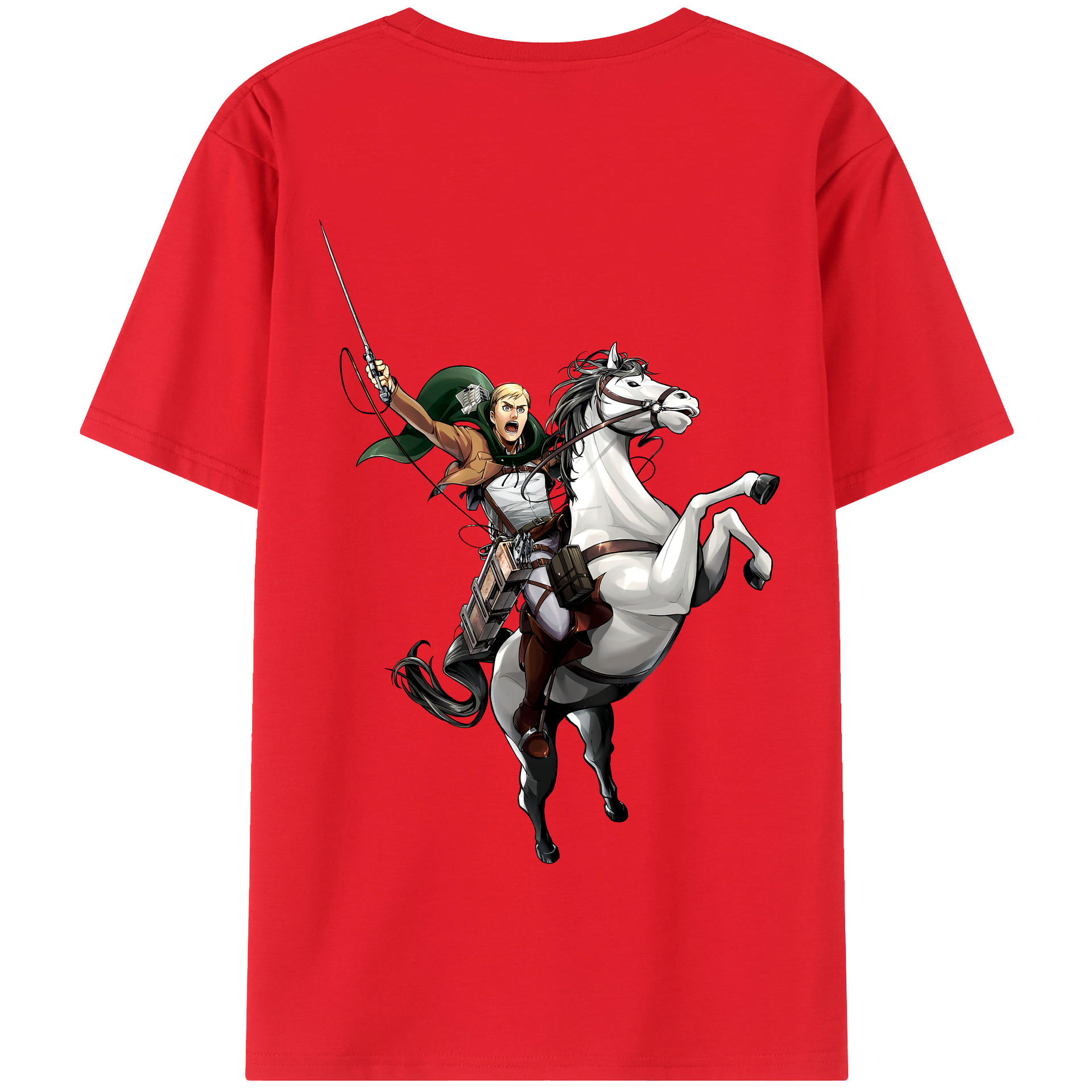 （画像用） 進撃の巨人 エルヴィン・スミス Attack on Titan Erwin Smith 綿100％半袖Tシャツ（背面プリント）