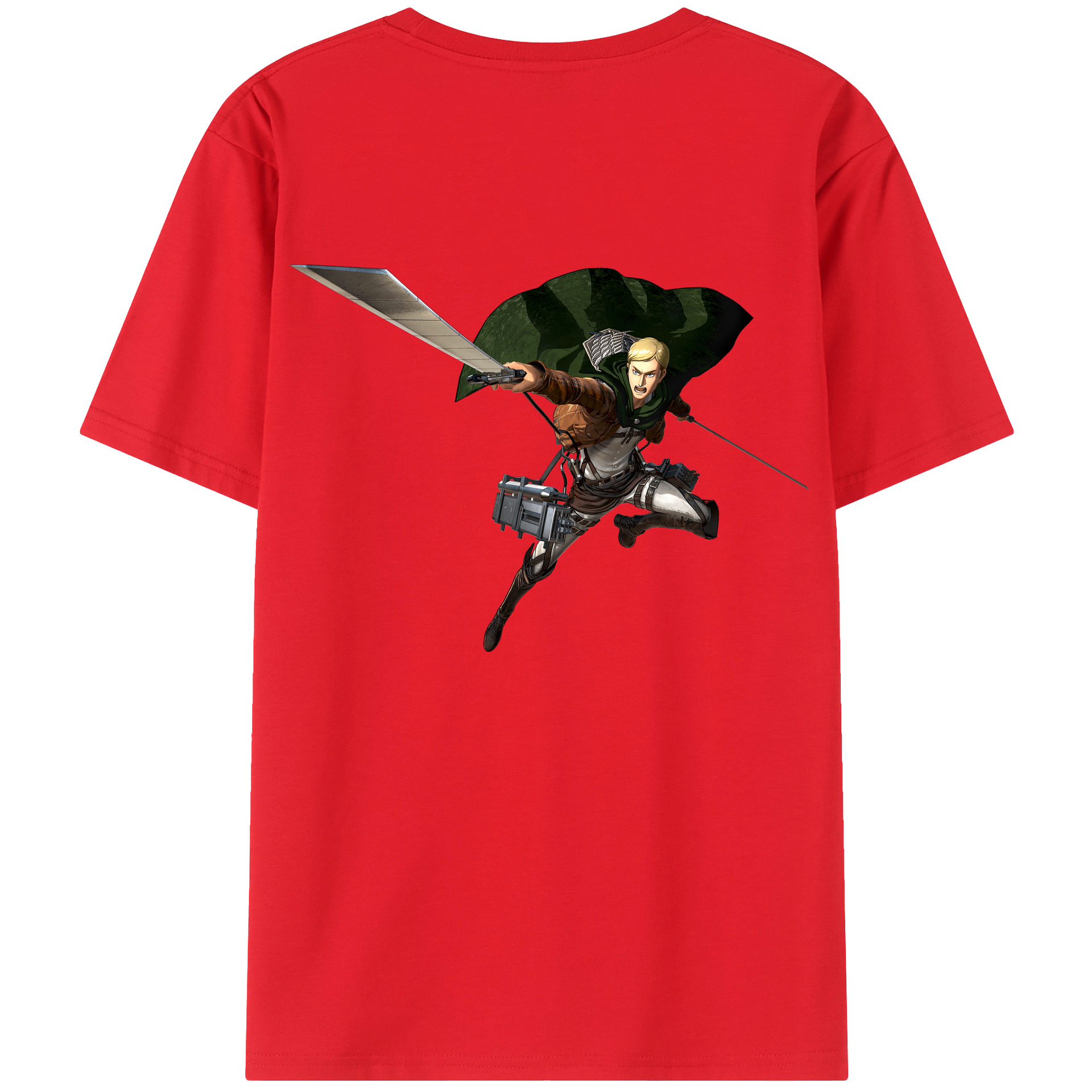 （画像用） 進撃の巨人 エルヴィン・スミス Attack on Titan Erwin Smith 綿100％半袖Tシャツ（背面プリント）