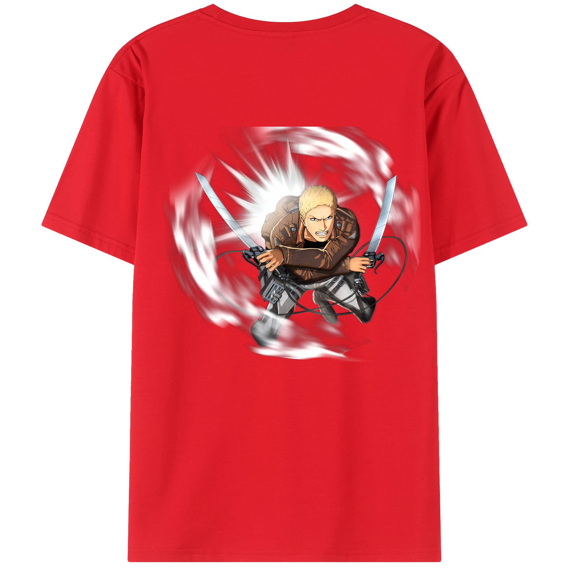 （画像用） 進撃の巨人 ライナー・ブラウン Attack on Titan Reiner Braun 綿100％半袖Tシャツ（背面プリント）