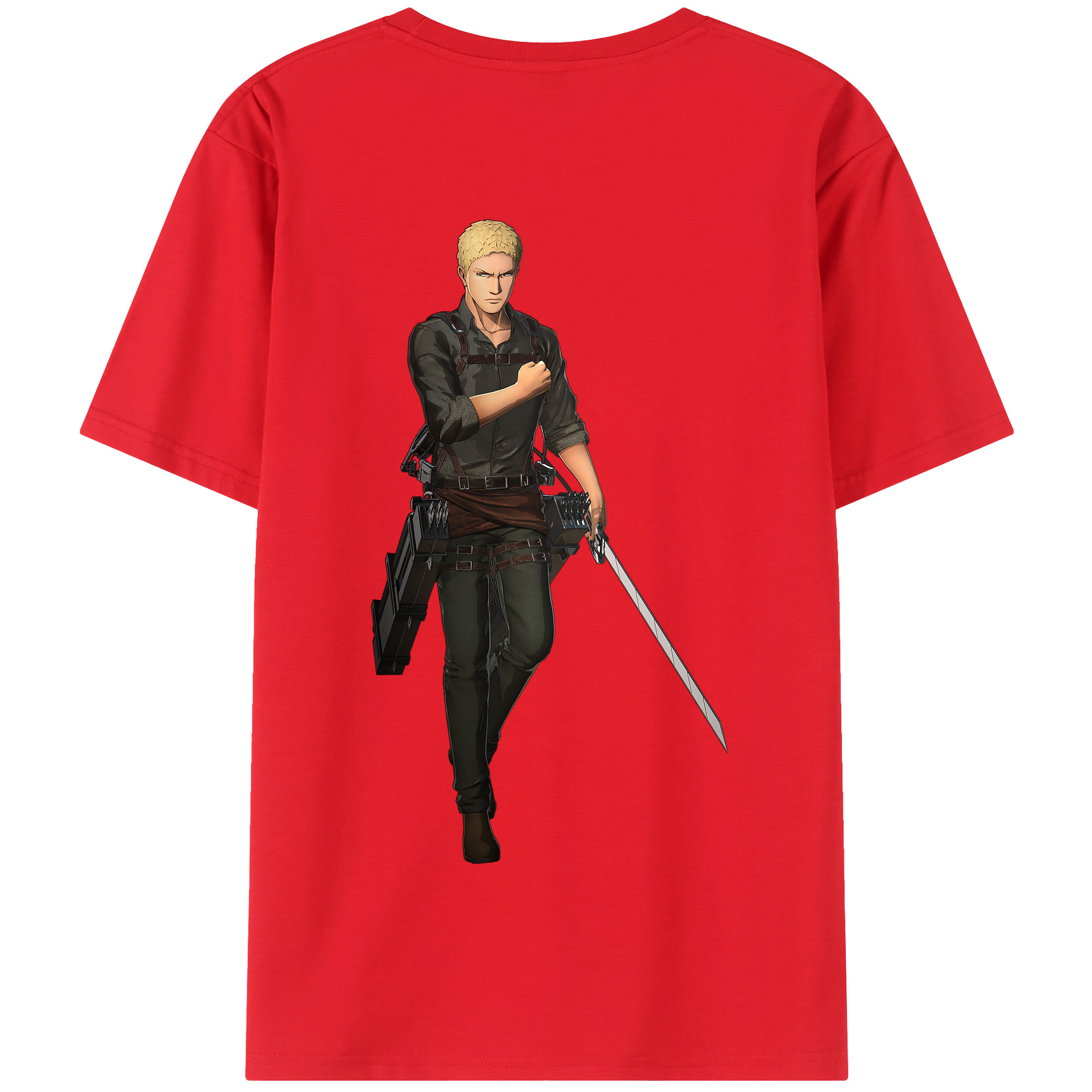 （画像用） 進撃の巨人 ライナー・ブラウン Attack on Titan Reiner Braun 綿100％半袖Tシャツ（背面プリント）