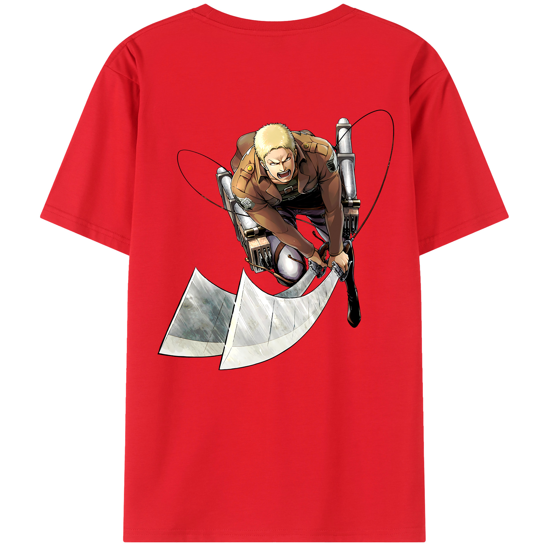 （画像用） 進撃の巨人 ライナー・ブラウン Attack on Titan Reiner Braun 綿100％半袖Tシャツ（背面プリント）