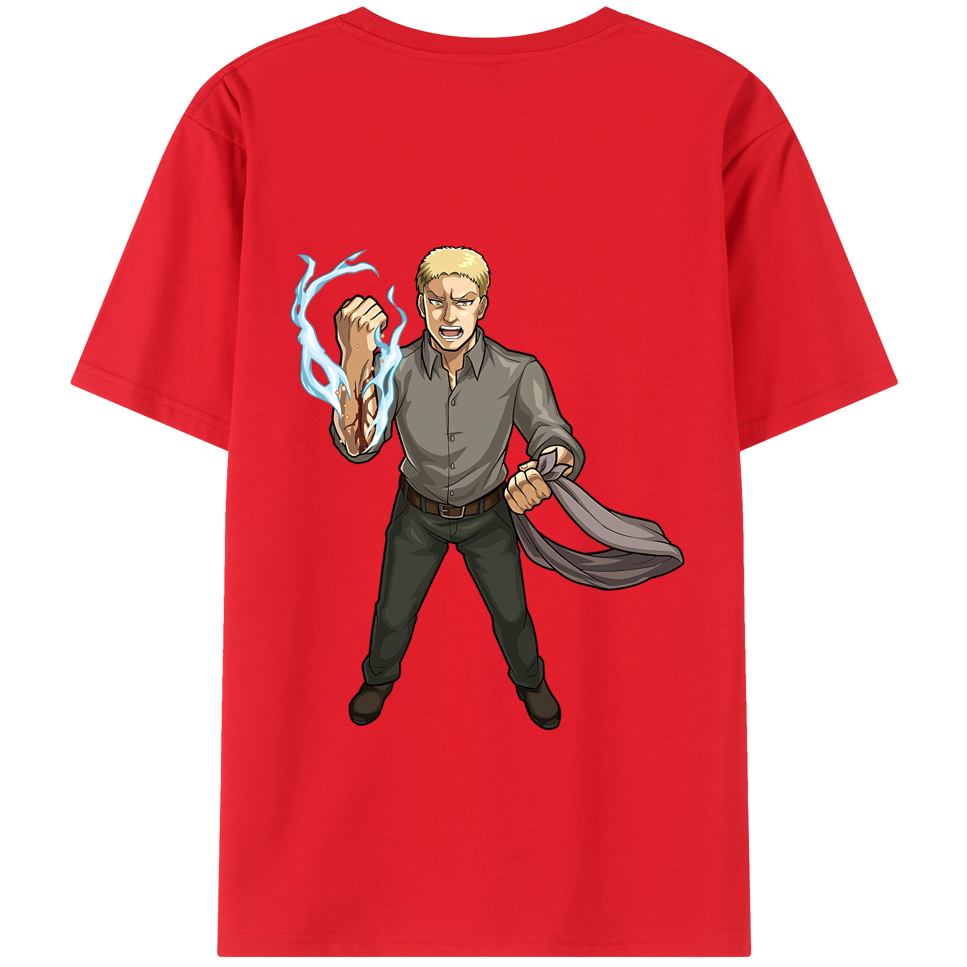 （画像用） 進撃の巨人 ライナー・ブラウン Attack on Titan Reiner Braun 綿100％半袖Tシャツ（背面プリント）