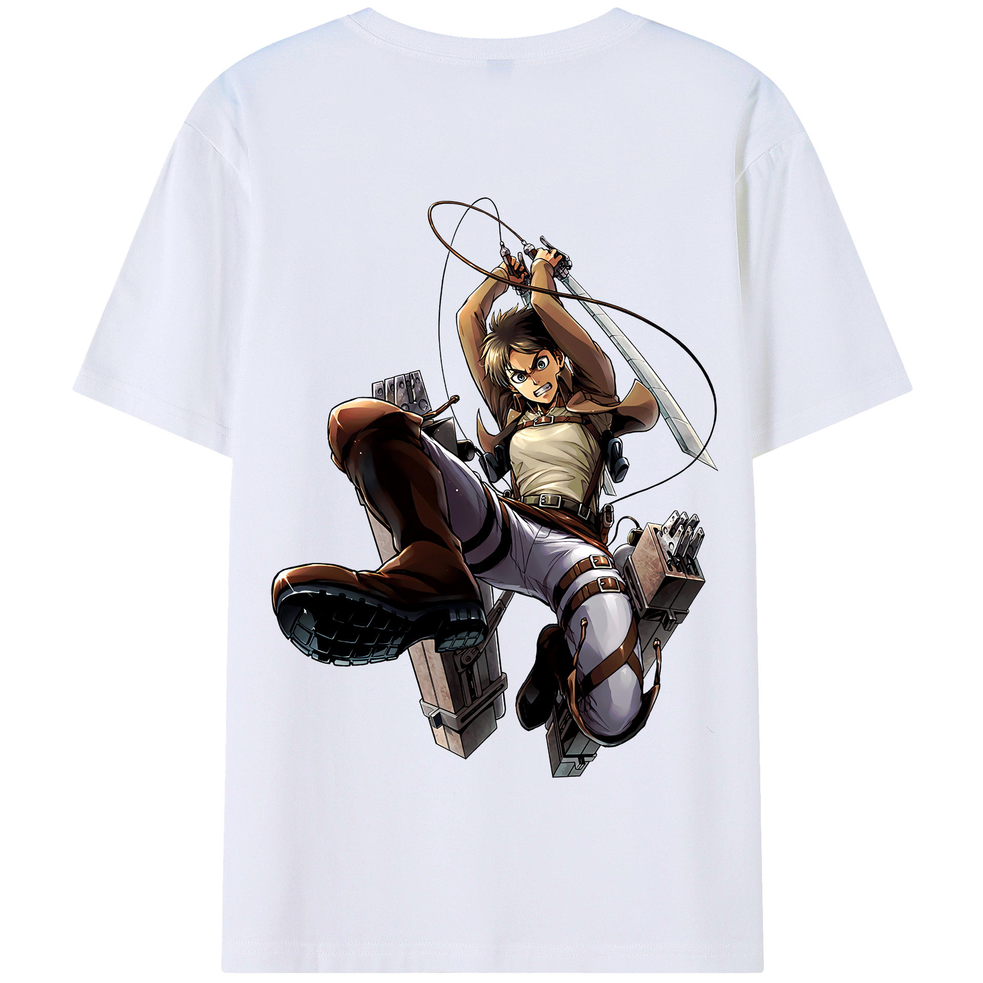 （画像用） 進撃の巨人 エレン･イェーガー Attack on Titan Eren Jäger 綿100％半袖Tシャツ（背面プリント）