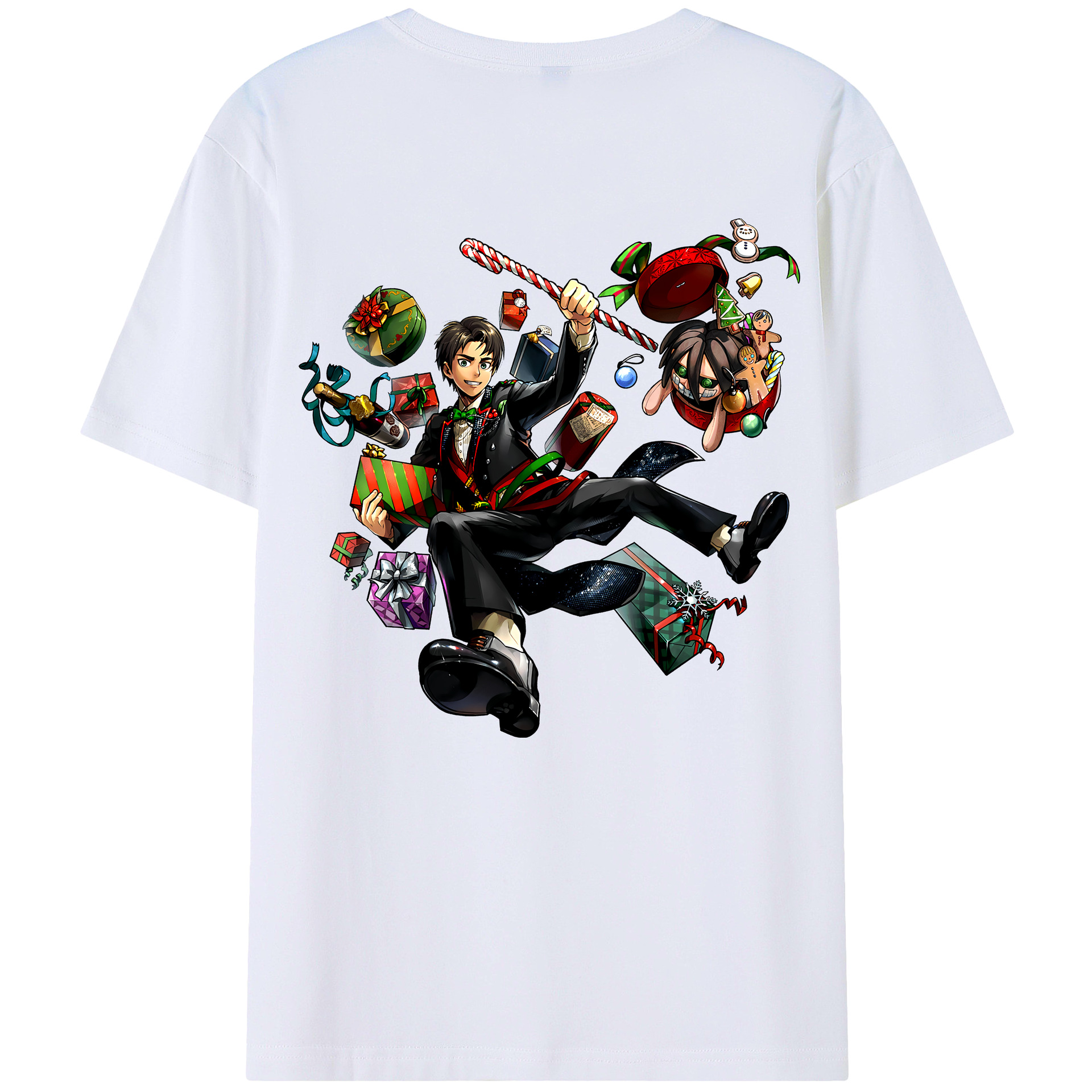 （画像用） 進撃の巨人 エレン･イェーガー Attack on Titan Eren Jäger 綿100％半袖Tシャツ（背面プリント）