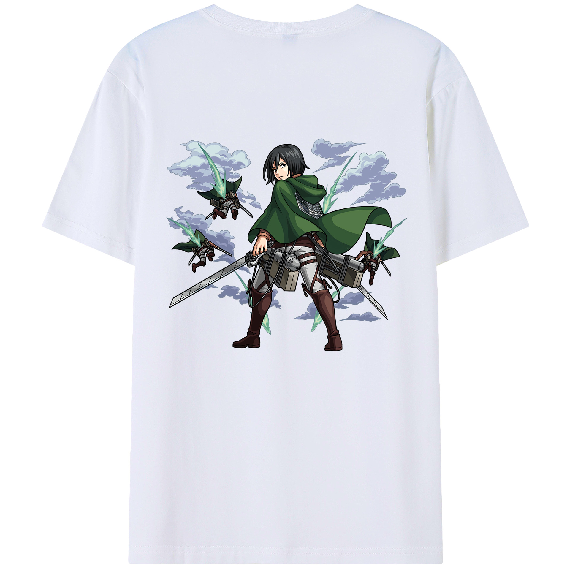 （画像用） 進撃の巨人 ミカサ·アッカーマン Attack on Titan Mikasa Ackerman 綿100％半袖Tシャツ（背面プリント）