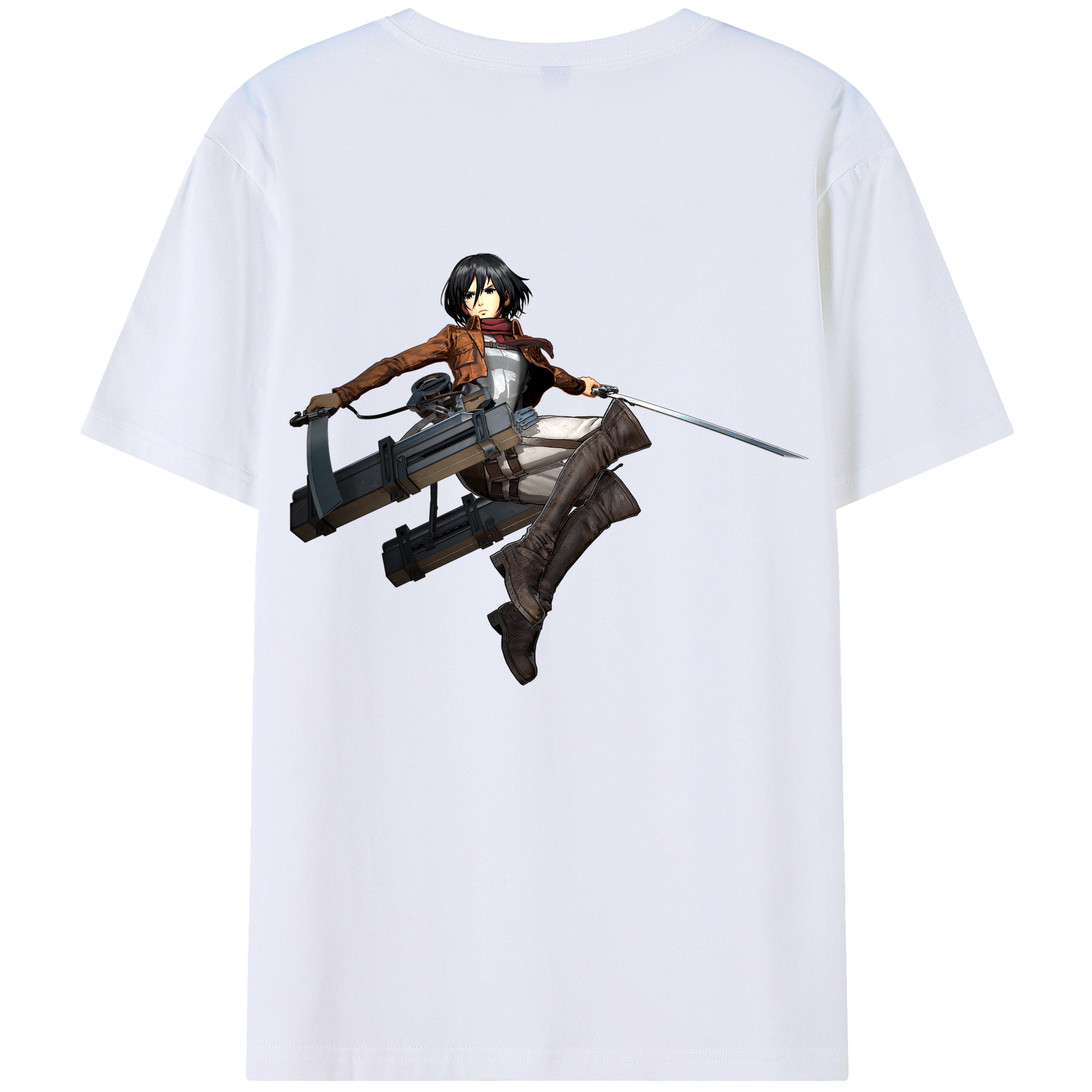 （画像用） 進撃の巨人 ミカサ·アッカーマン Attack on Titan Mikasa Ackerman 綿100％半袖Tシャツ（背面プリント）