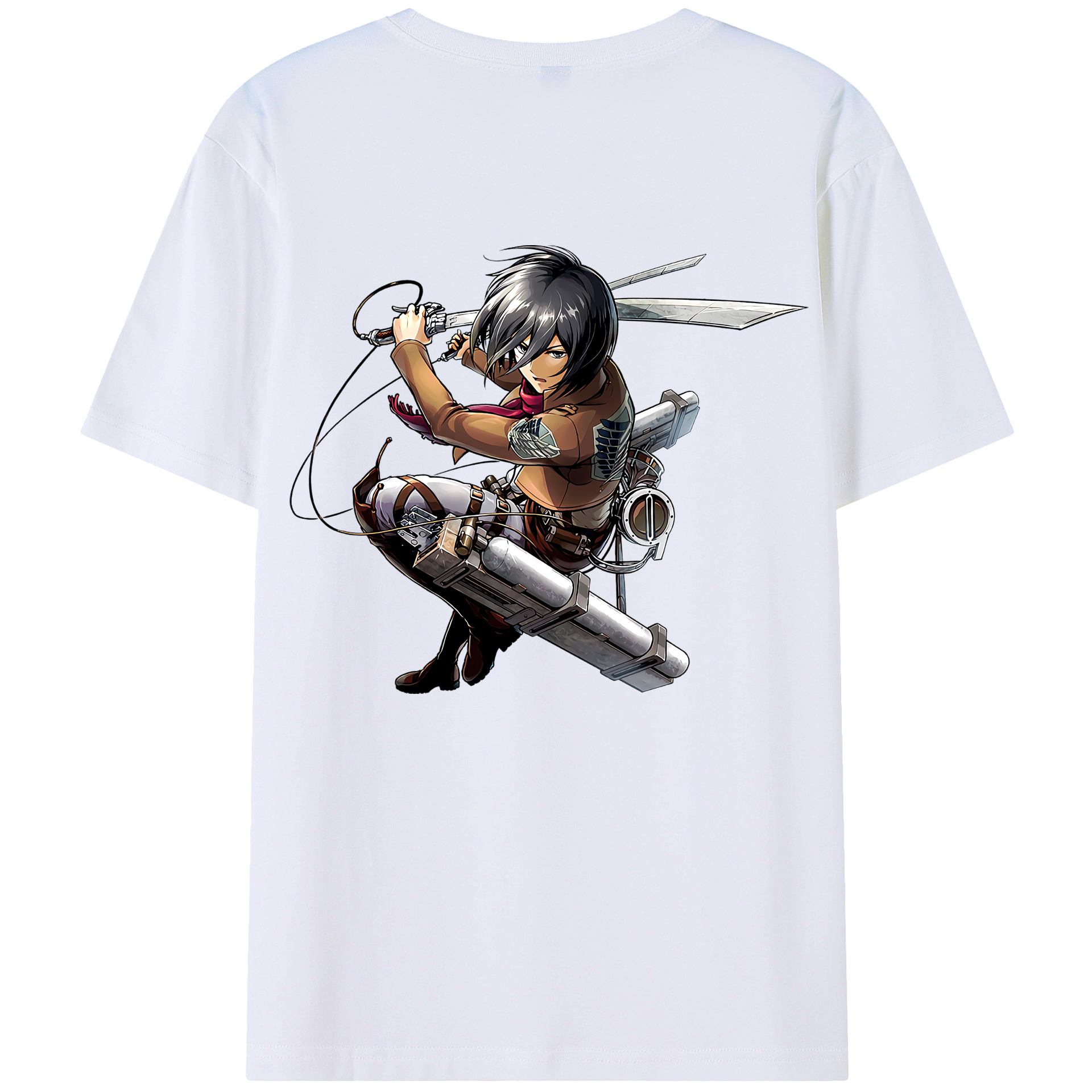 （画像用） 進撃の巨人 ミカサ·アッカーマン Attack on Titan Mikasa Ackerman 綿100％半袖Tシャツ（背面プリント）