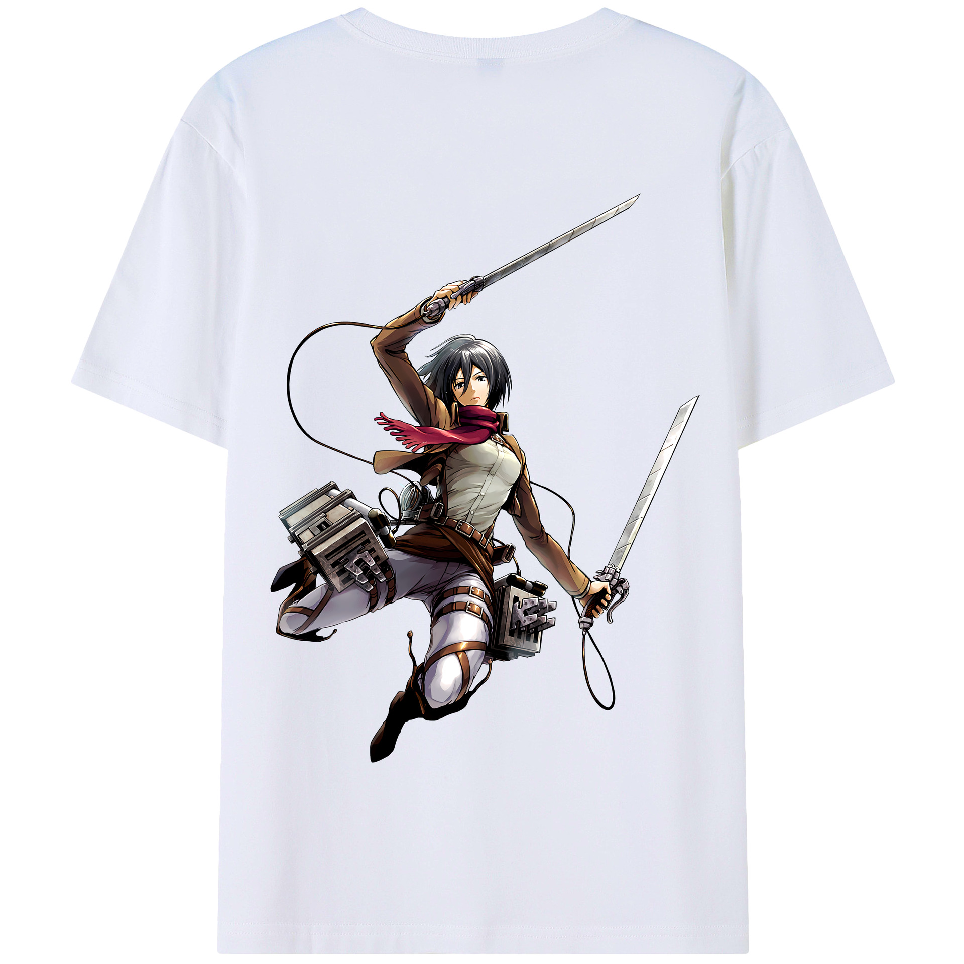 （画像用） 進撃の巨人 ミカサ·アッカーマン Attack on Titan Mikasa Ackerman 綿100％半袖Tシャツ（背面プリント）
