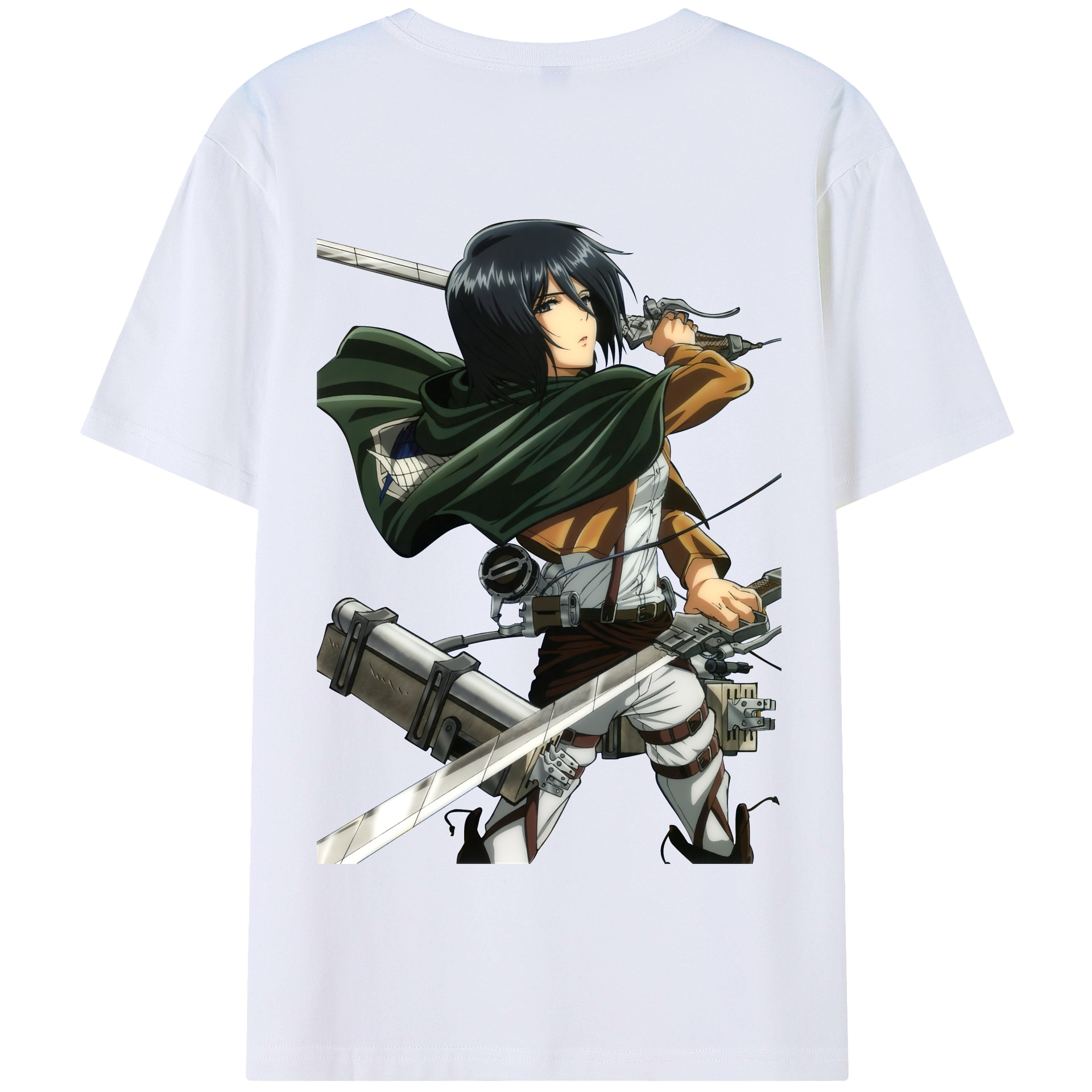 （画像用） 進撃の巨人 ミカサ·アッカーマン Attack on Titan Mikasa Ackerman 綿100％半袖Tシャツ（背面プリント）