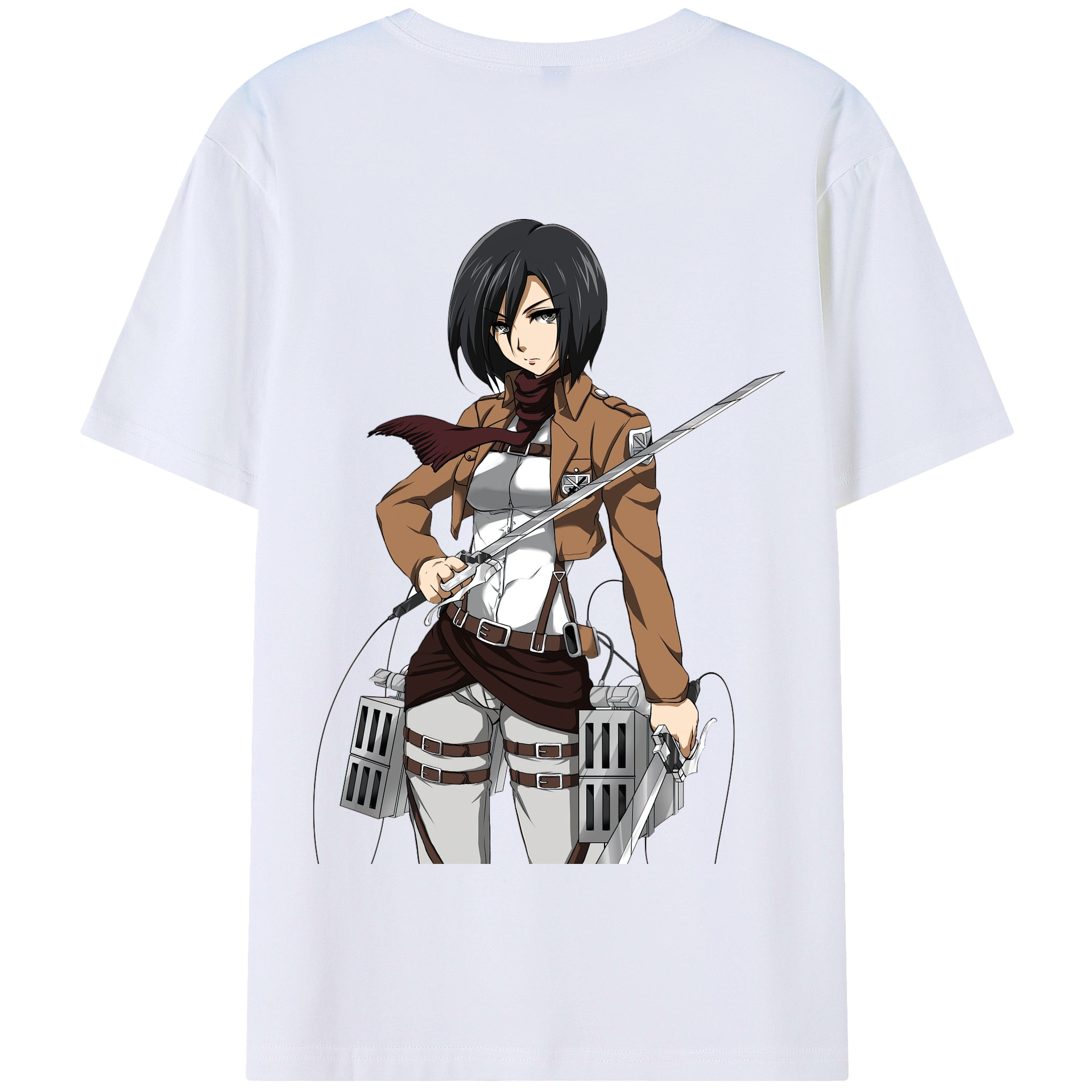 （画像用） 進撃の巨人 ミカサ·アッカーマン Attack on Titan Mikasa Ackerman 綿100％半袖Tシャツ（背面プリント）