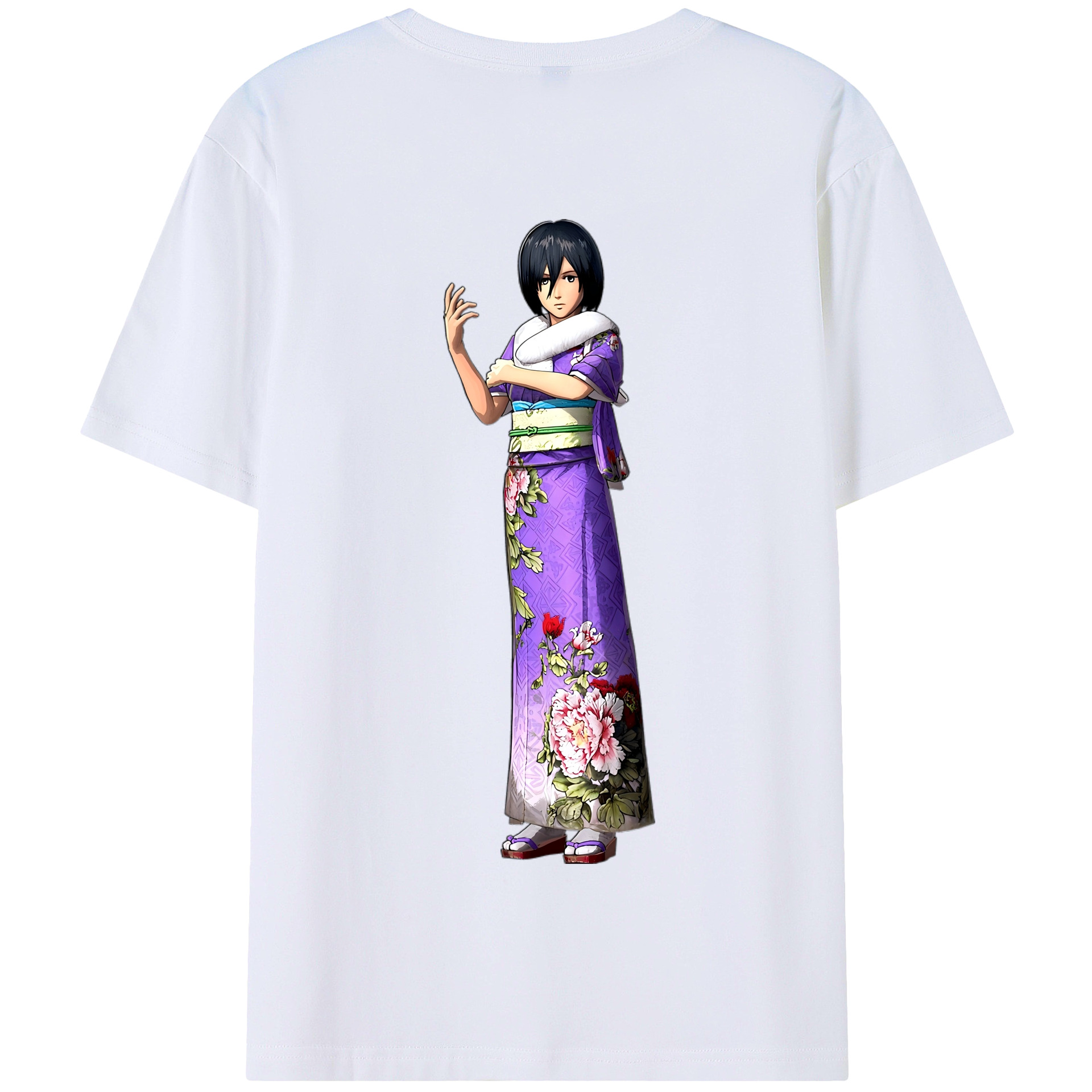 （画像用） 進撃の巨人 ミカサ·アッカーマン Attack on Titan Mikasa Ackerman 綿100％半袖Tシャツ（背面プリント）