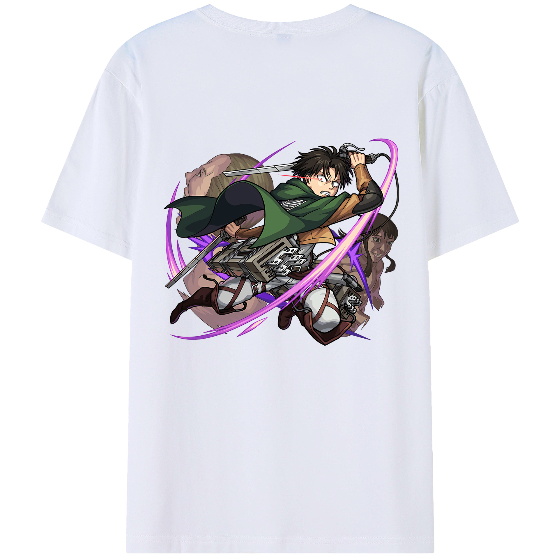 （画像用） 進撃の巨人 リヴァイ·アッカーマン Attack on Titan Levi Ackerman 綿100％半袖Tシャツ（背面プリント）