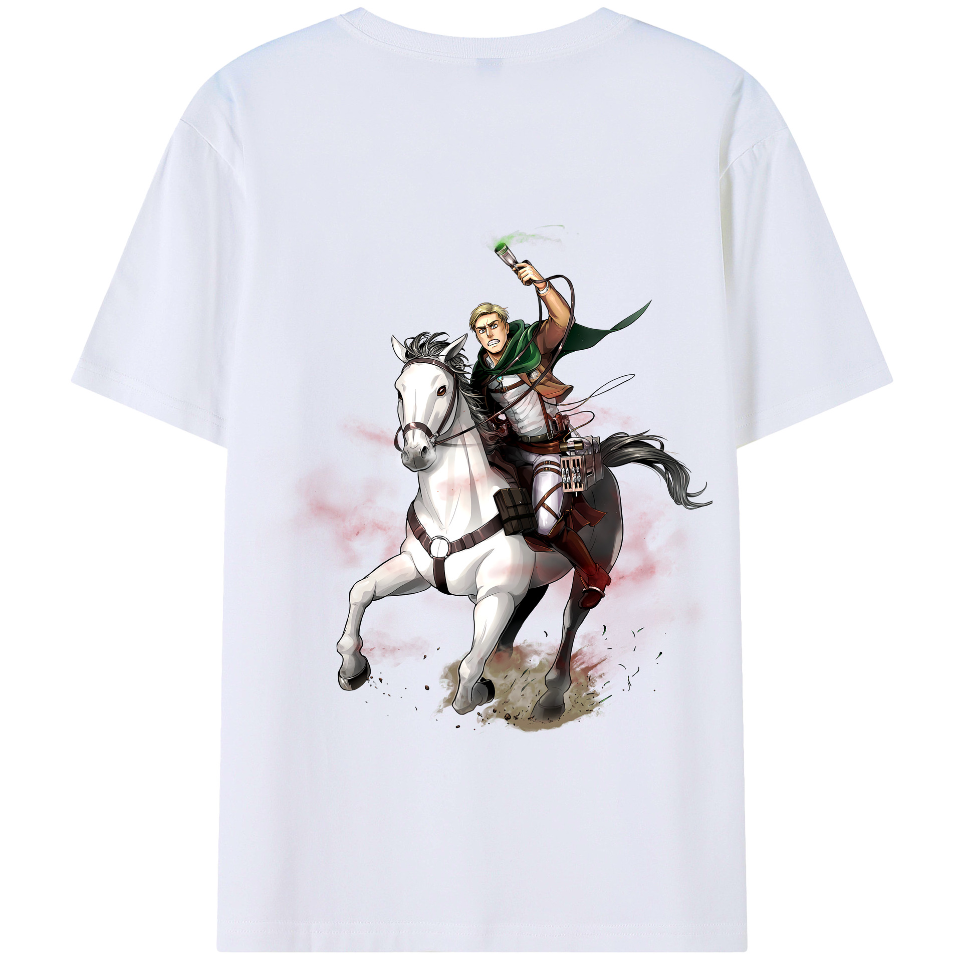 （画像用） 進撃の巨人 エルヴィン・スミス Attack on Titan Erwin Smith 綿100％半袖Tシャツ（背面プリント）