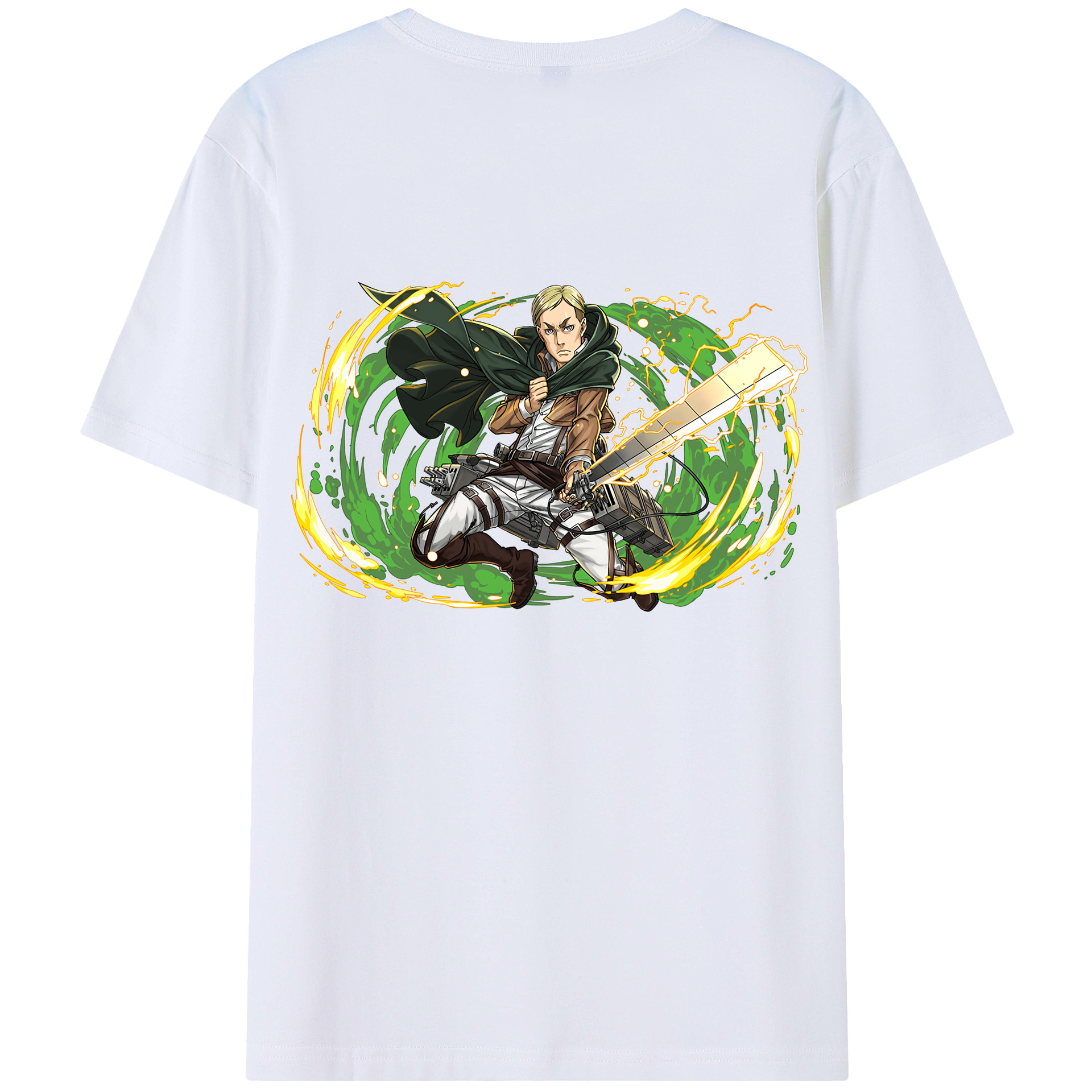 （画像用） 進撃の巨人 エルヴィン・スミス Attack on Titan Erwin Smith 綿100％半袖Tシャツ（背面プリント）