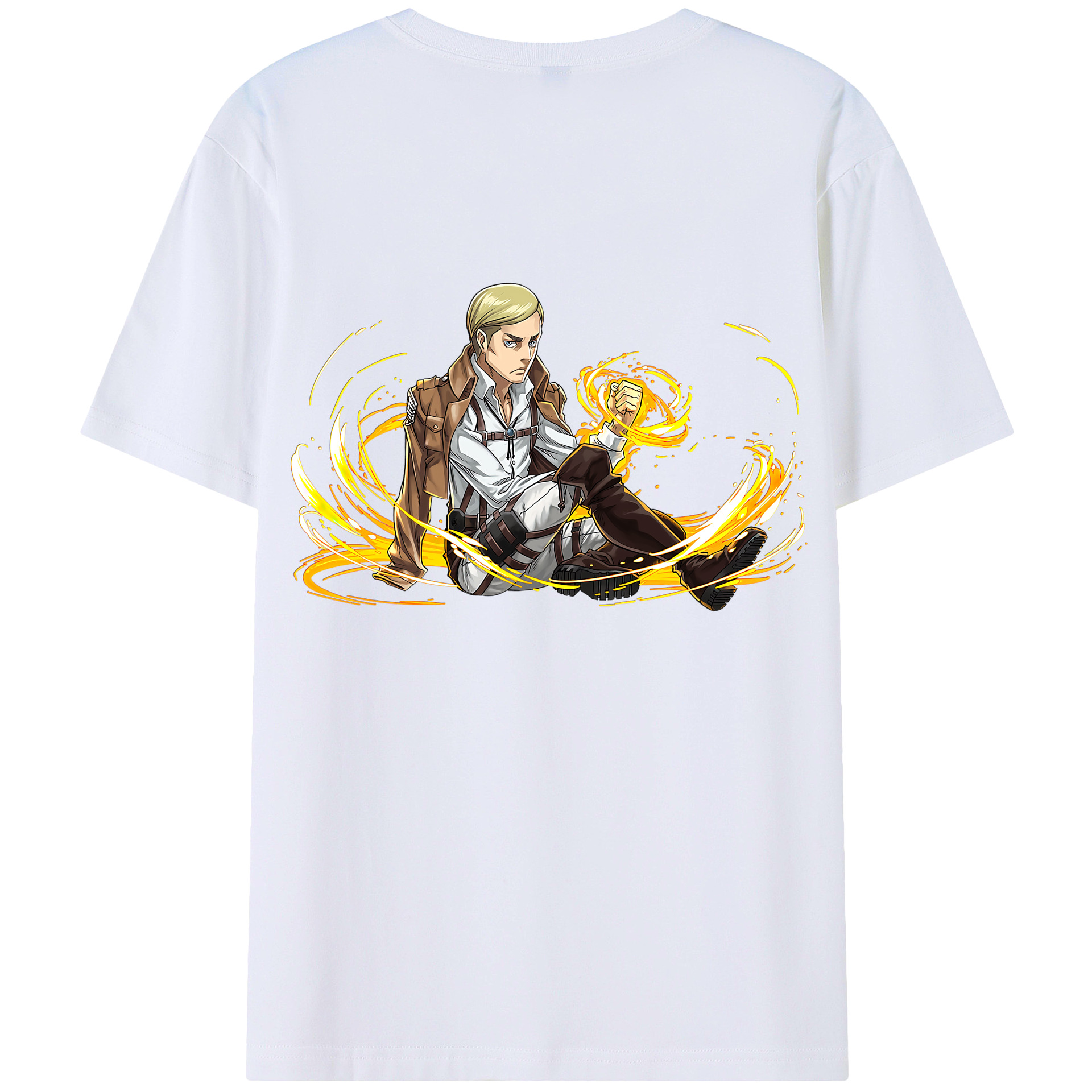 （画像用） 進撃の巨人 エルヴィン・スミス Attack on Titan Erwin Smith 綿100％半袖Tシャツ（背面プリント）