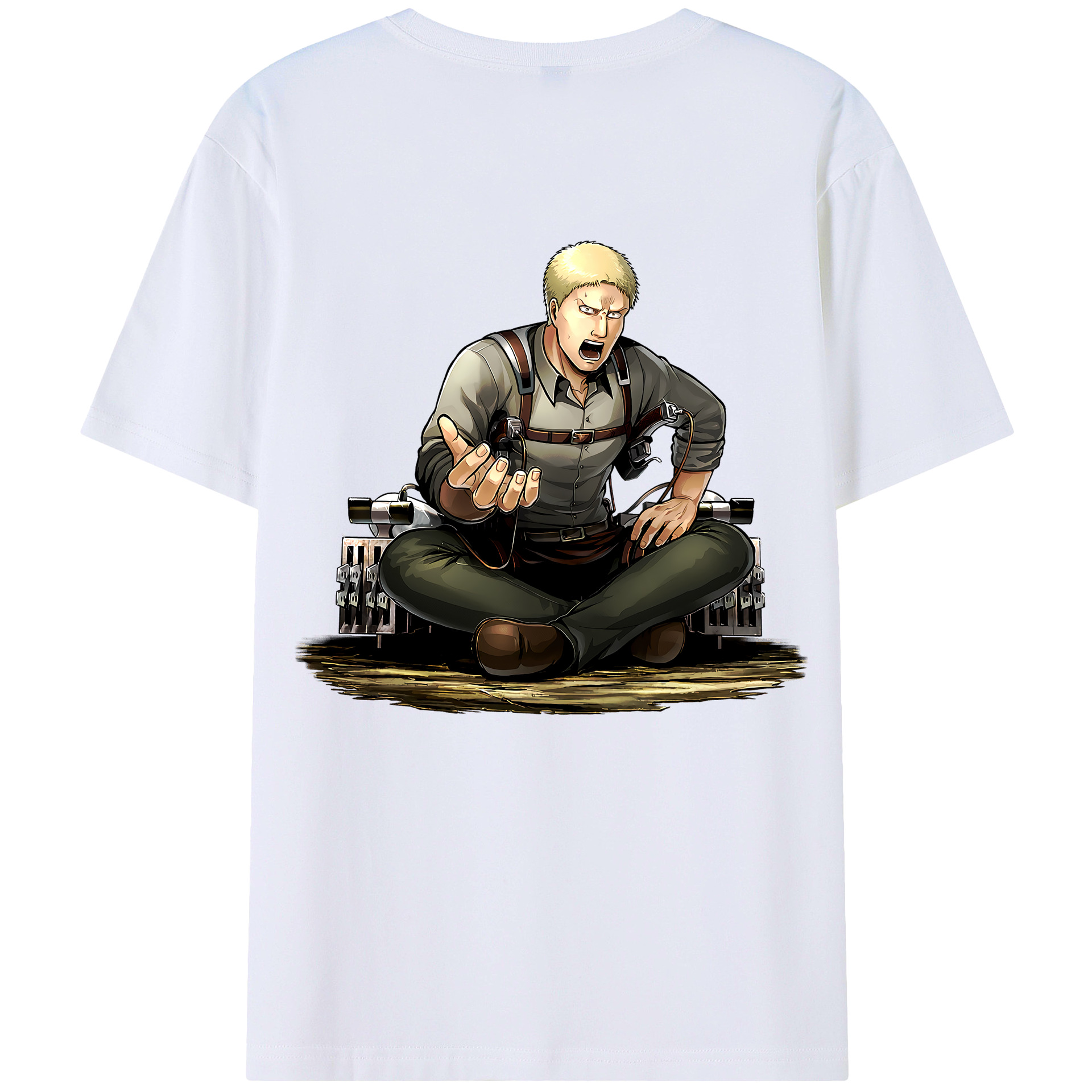 （画像用） 進撃の巨人 ライナー・ブラウン Attack on Titan Reiner Braun 綿100％半袖Tシャツ（背面プリント）
