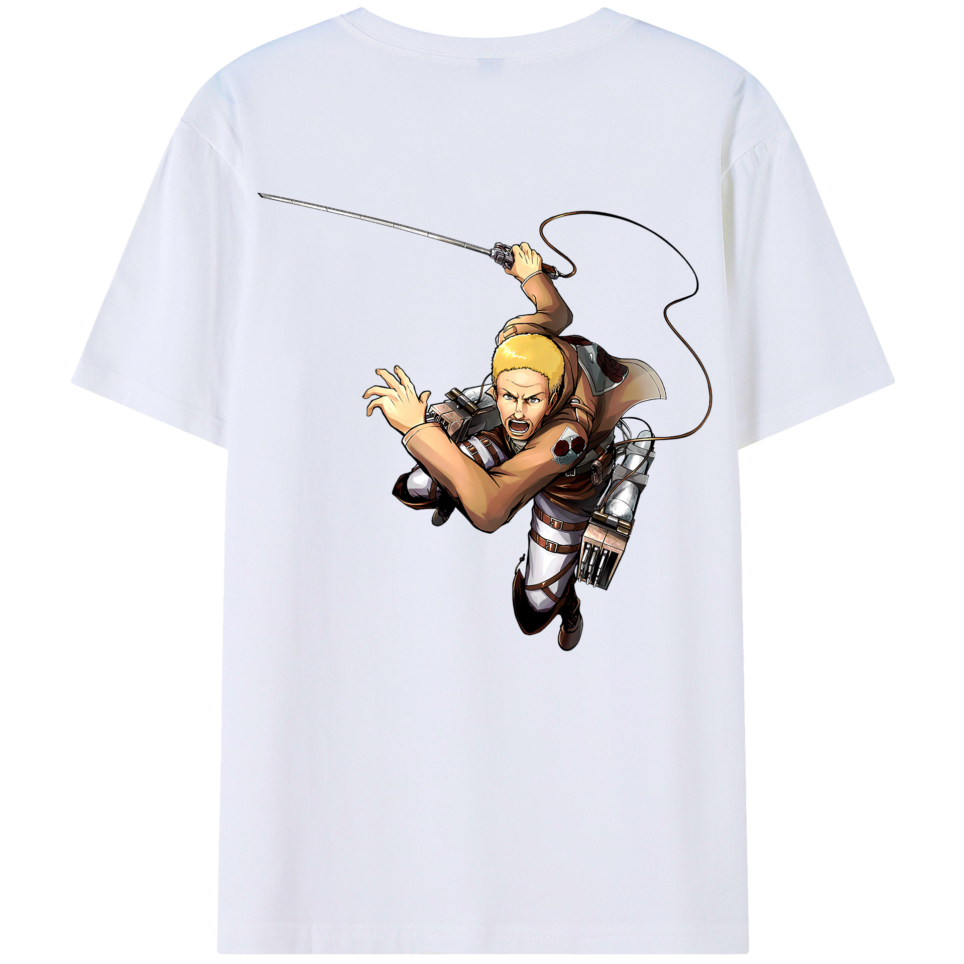 （画像用） 進撃の巨人 ハンネス Attack on Titan Hannes 綿100％半袖Tシャツ（背面プリント）