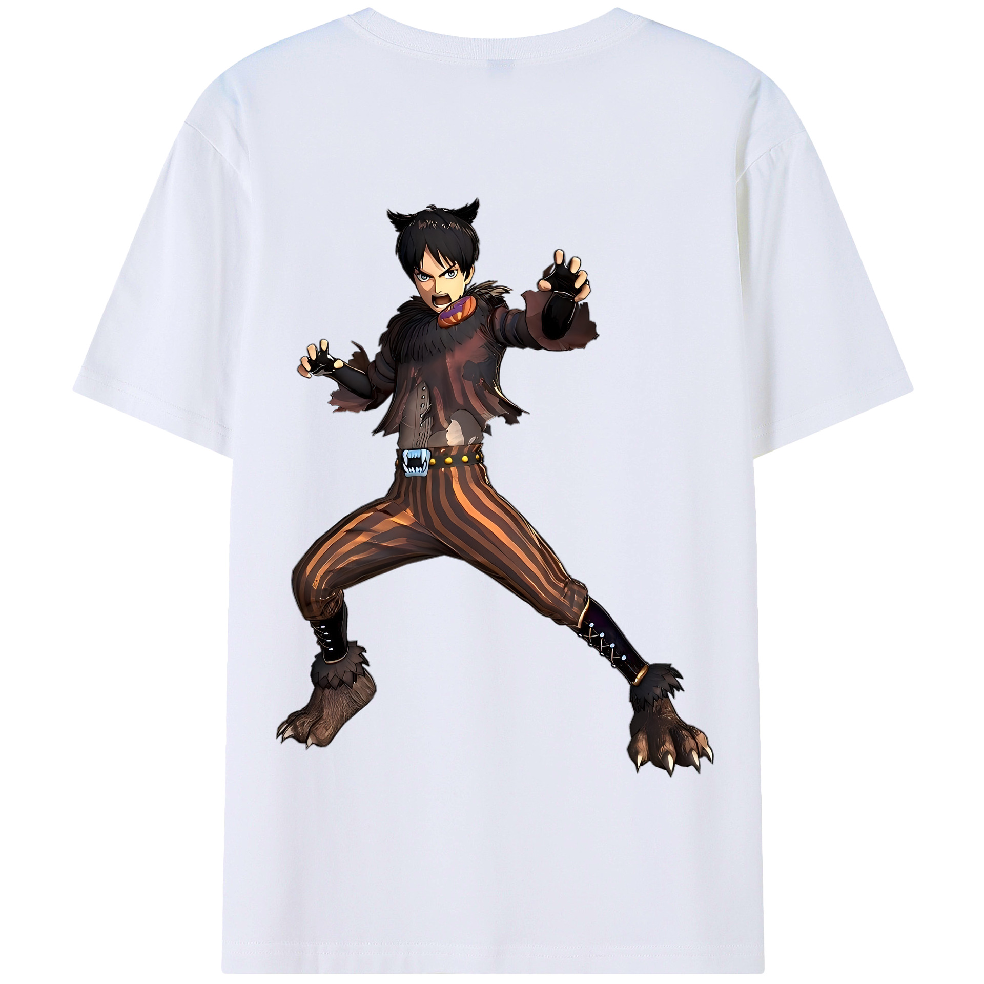（画像用） 進撃の巨人 エレン･イェーガー Attack on Titan Eren Jäger 綿100％半袖Tシャツ（背面プリント）
