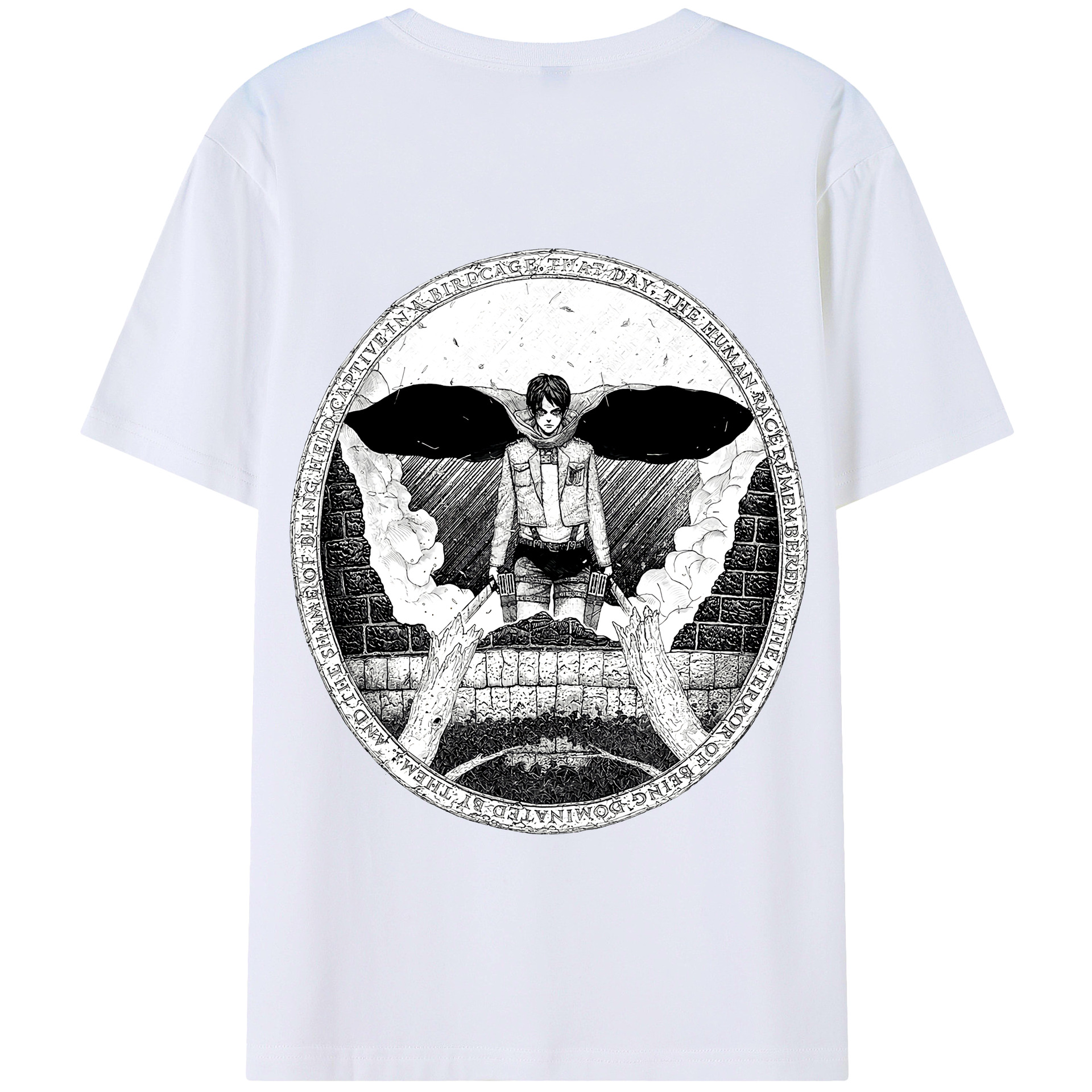（画像用） 進撃の巨人 エレン･イェーガー Attack on Titan Eren Jäger 綿100％半袖Tシャツ（背面プリント）