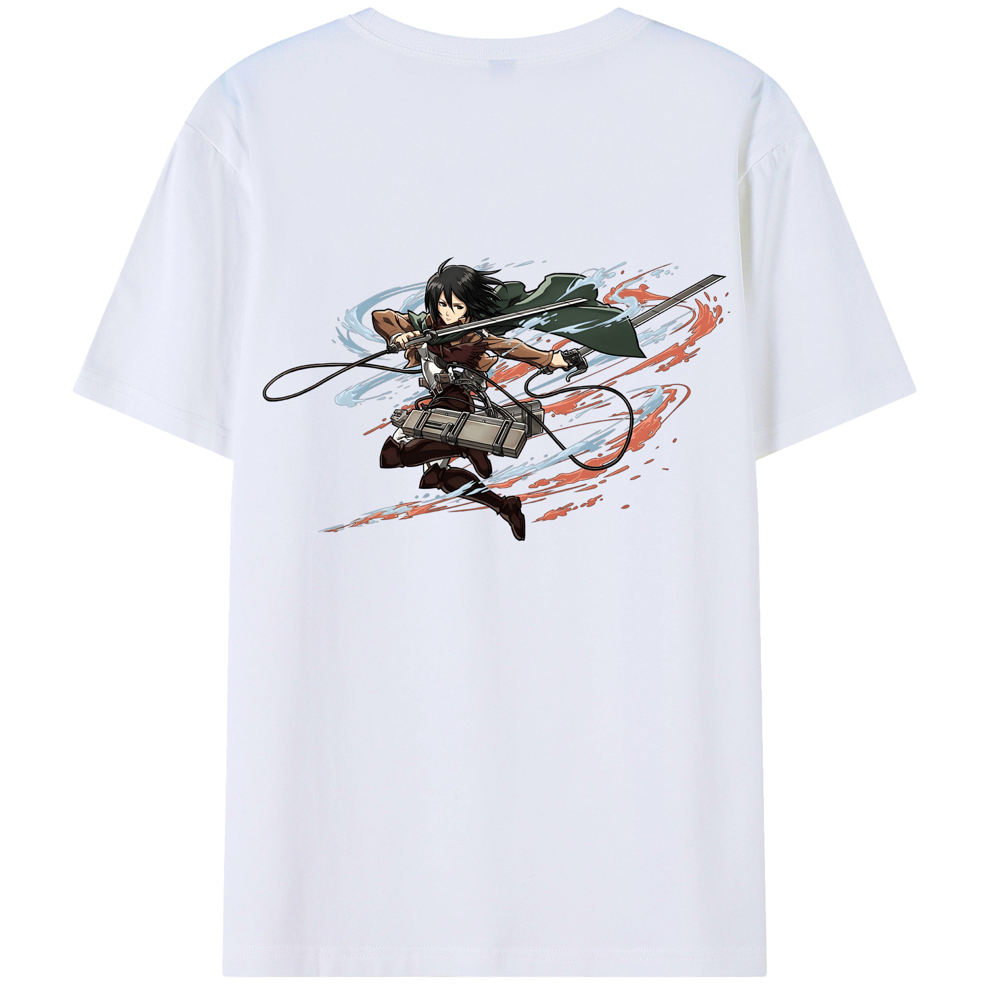 （画像用） 進撃の巨人 ミカサ·アッカーマン Attack on Titan Mikasa Ackerman 綿100％半袖Tシャツ（背面プリント）