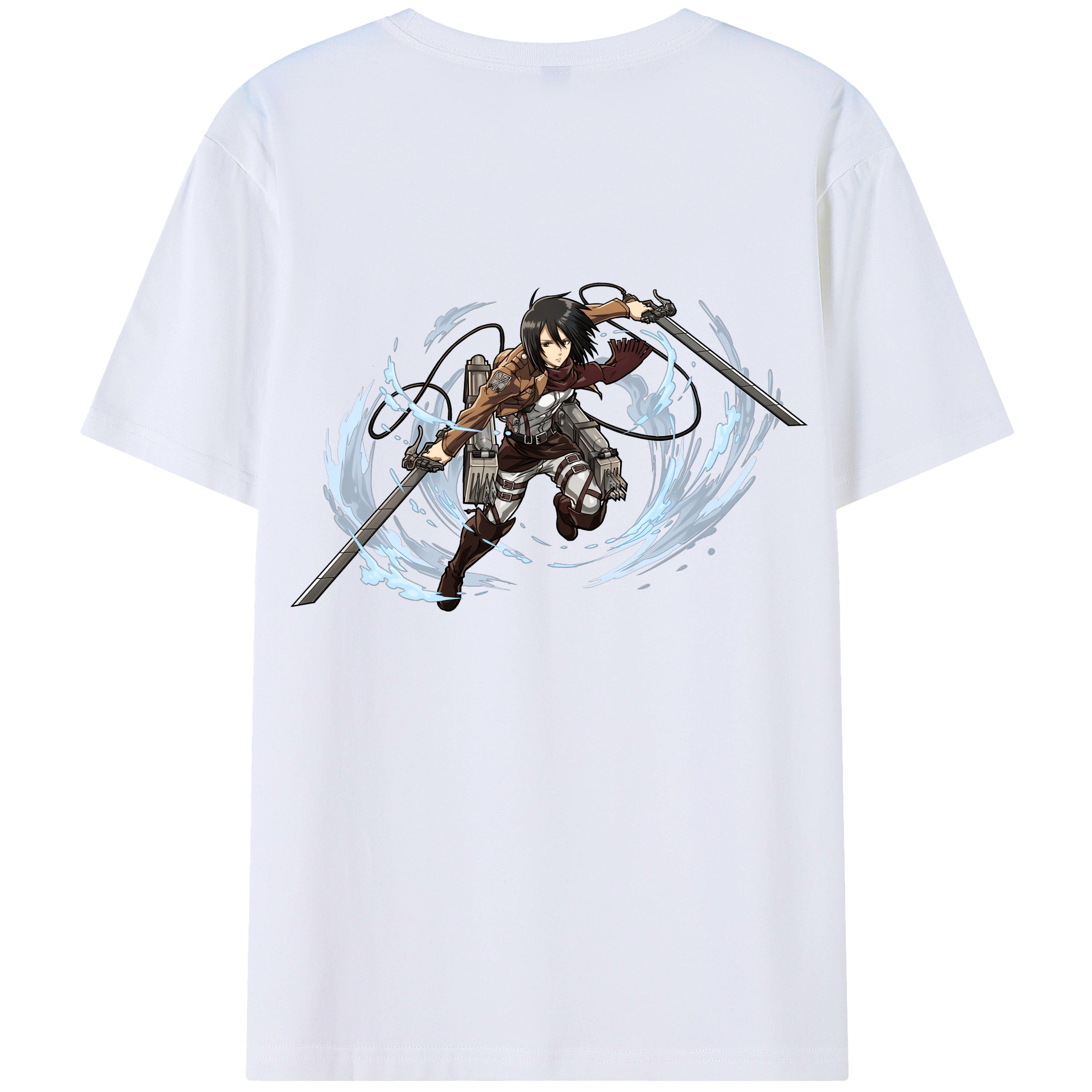 （画像用） 進撃の巨人 ミカサ·アッカーマン Attack on Titan Mikasa Ackerman 綿100％半袖Tシャツ（背面プリント）