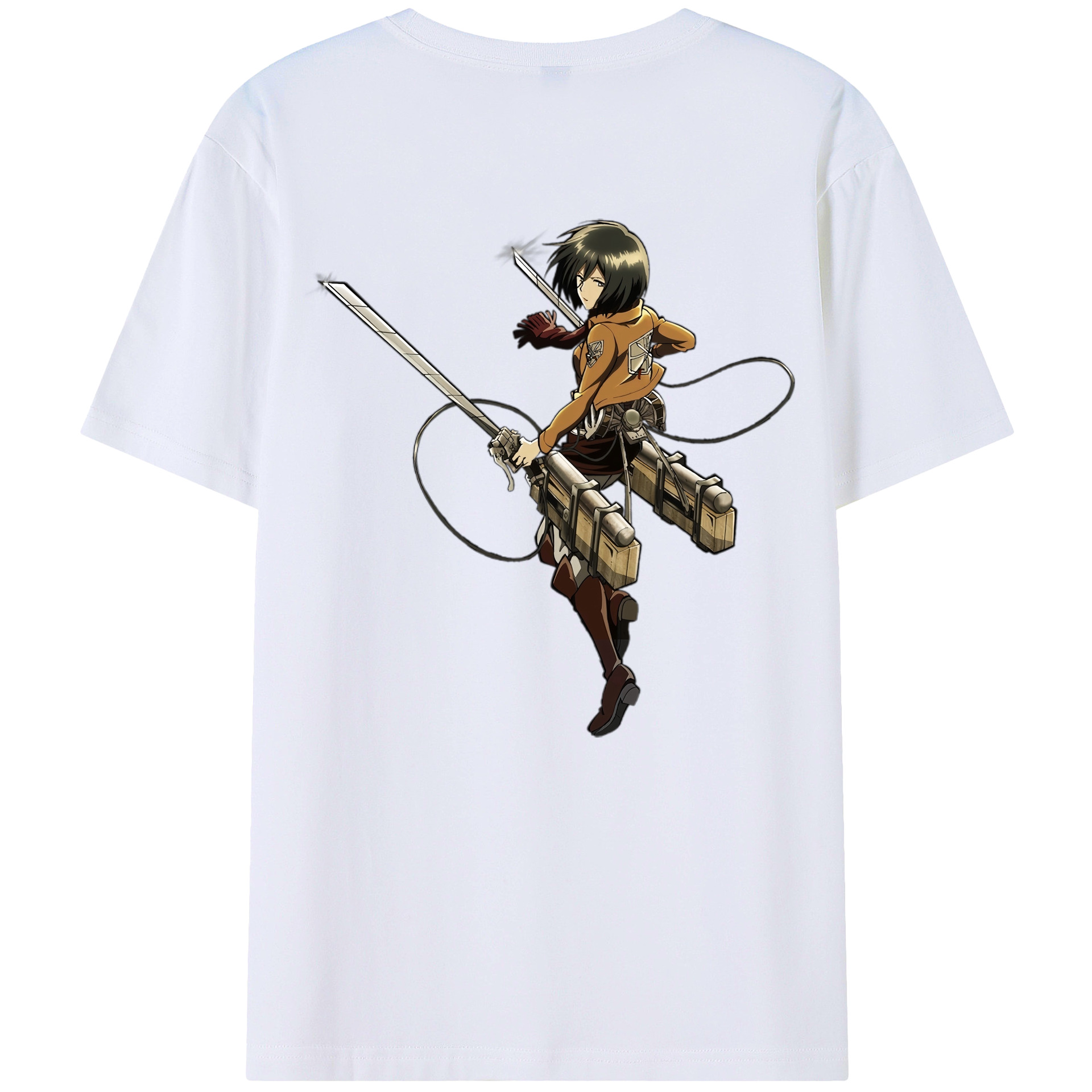 （画像用） 進撃の巨人 ミカサ·アッカーマン Attack on Titan Mikasa Ackerman 綿100％半袖Tシャツ（背面プリント）