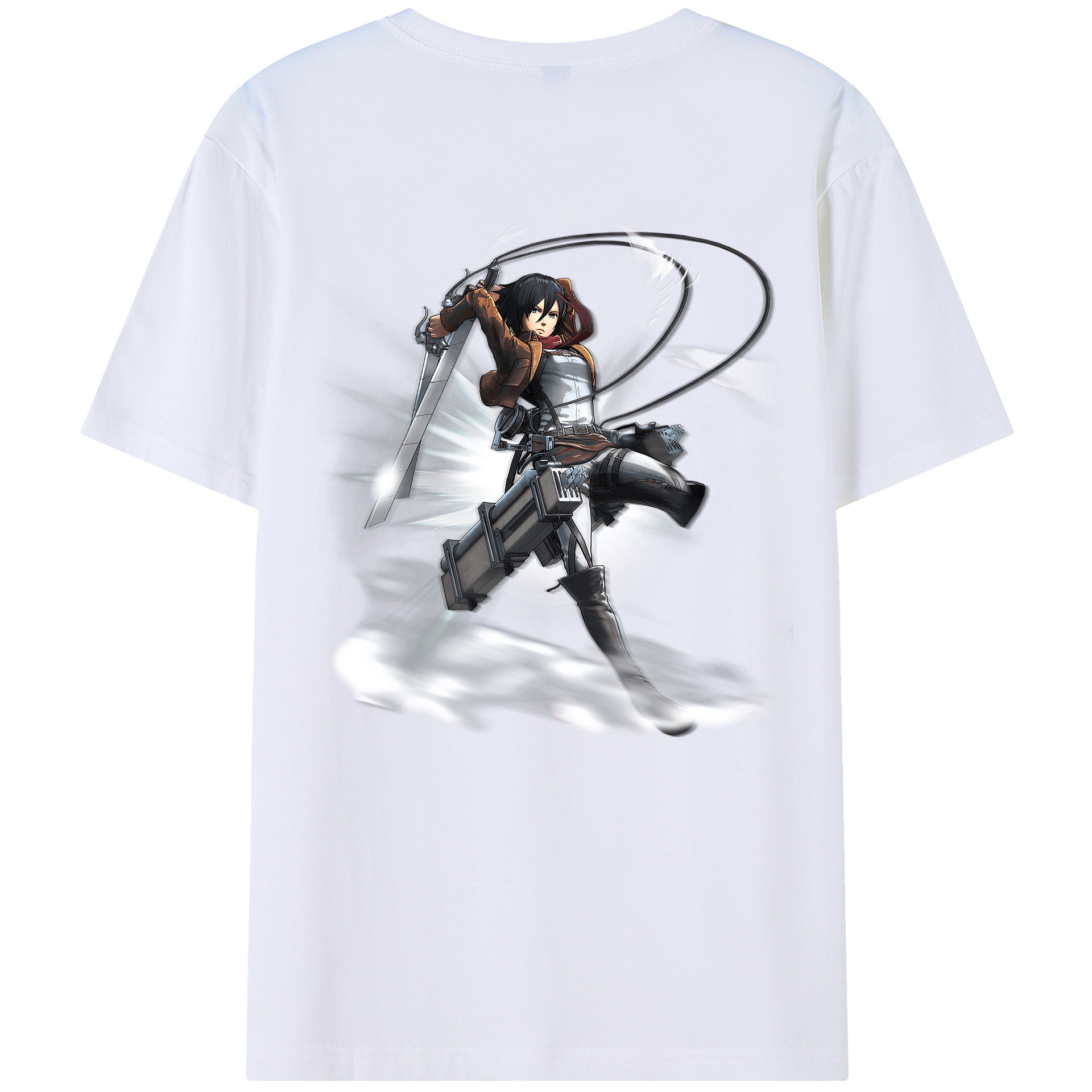 （画像用） 進撃の巨人 ミカサ·アッカーマン Attack on Titan Mikasa Ackerman 綿100％半袖Tシャツ（背面プリント）