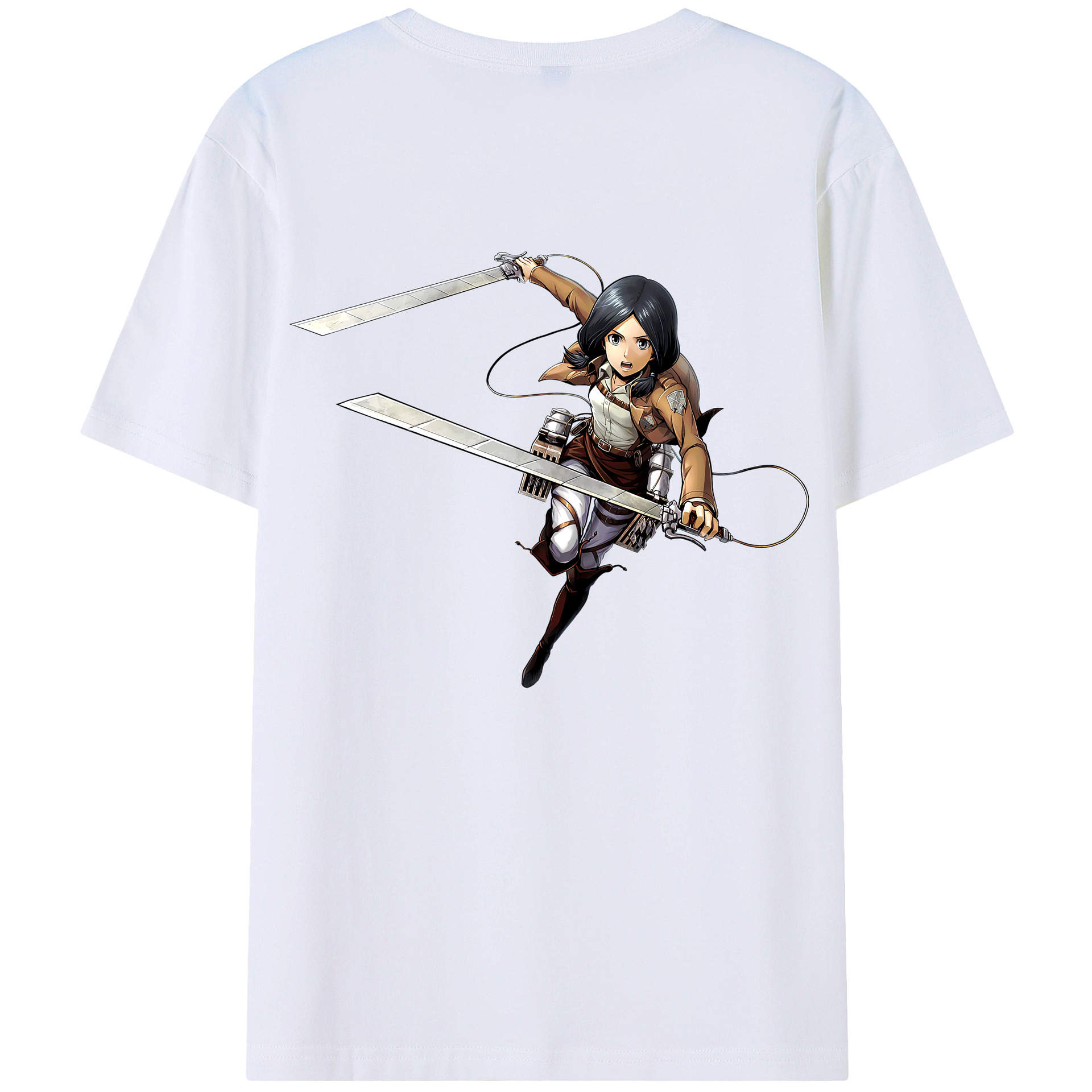 （画像用） 進撃の巨人 ミカサ·アッカーマン Attack on Titan Mikasa Ackerman 綿100％半袖Tシャツ（背面プリント）