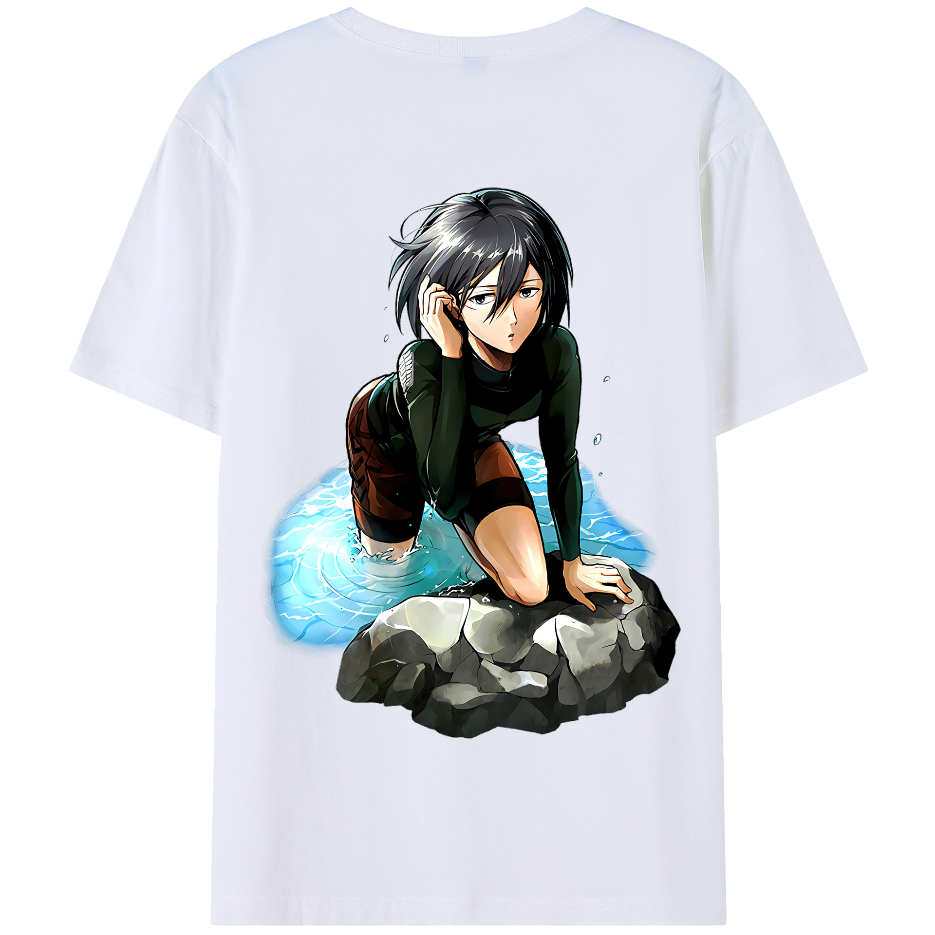 （画像用） 進撃の巨人 ミカサ·アッカーマン Attack on Titan Mikasa Ackerman 綿100％半袖Tシャツ（背面プリント）