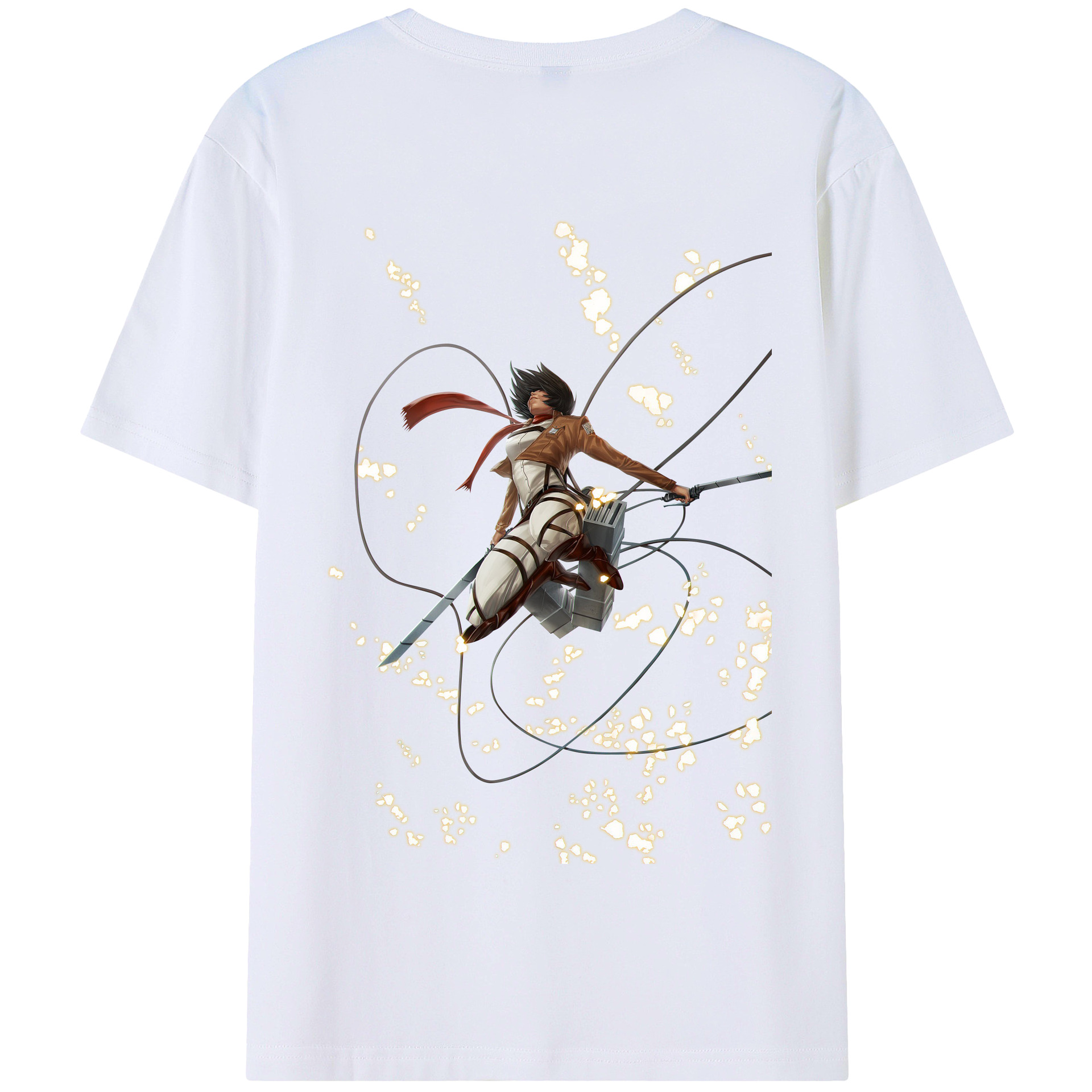 （画像用） 進撃の巨人 ミカサ·アッカーマン Attack on Titan Mikasa Ackerman 綿100％半袖Tシャツ（背面プリント）