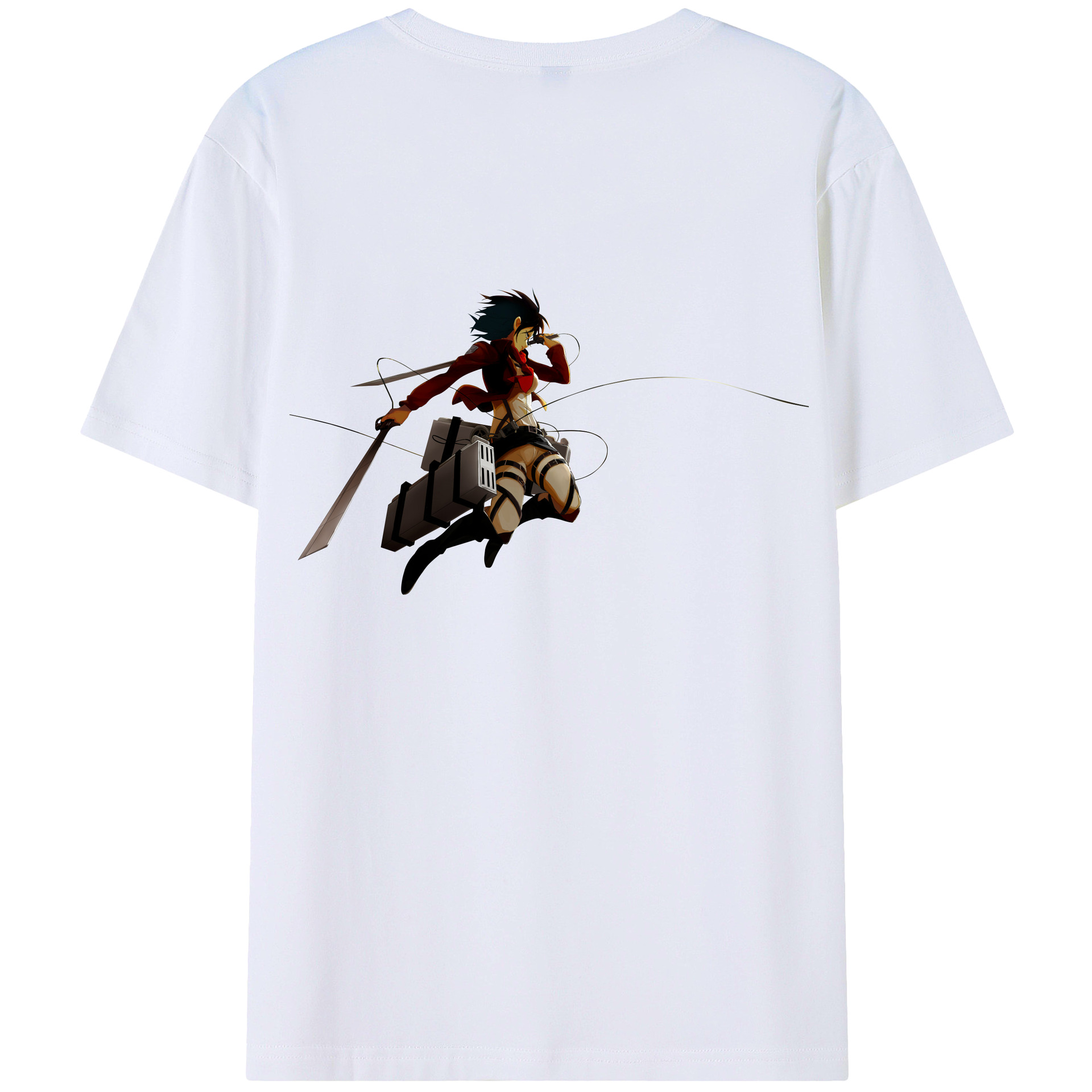 （画像用） 進撃の巨人 ミカサ·アッカーマン Attack on Titan Mikasa Ackerman 綿100％半袖Tシャツ（背面プリント）