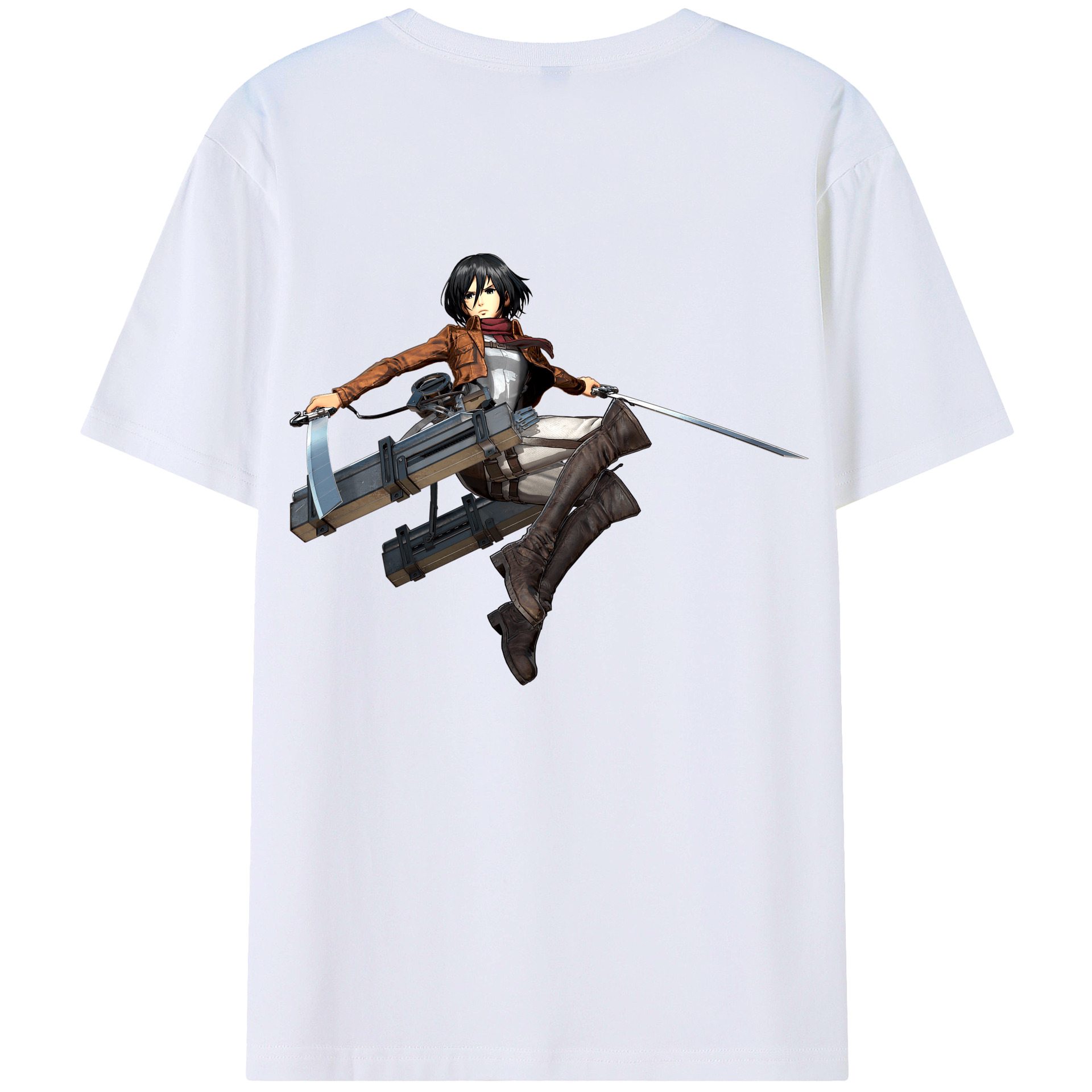 （画像用） 進撃の巨人 ミカサ·アッカーマン Attack on Titan Mikasa Ackerman 綿100％半袖Tシャツ（背面プリント）