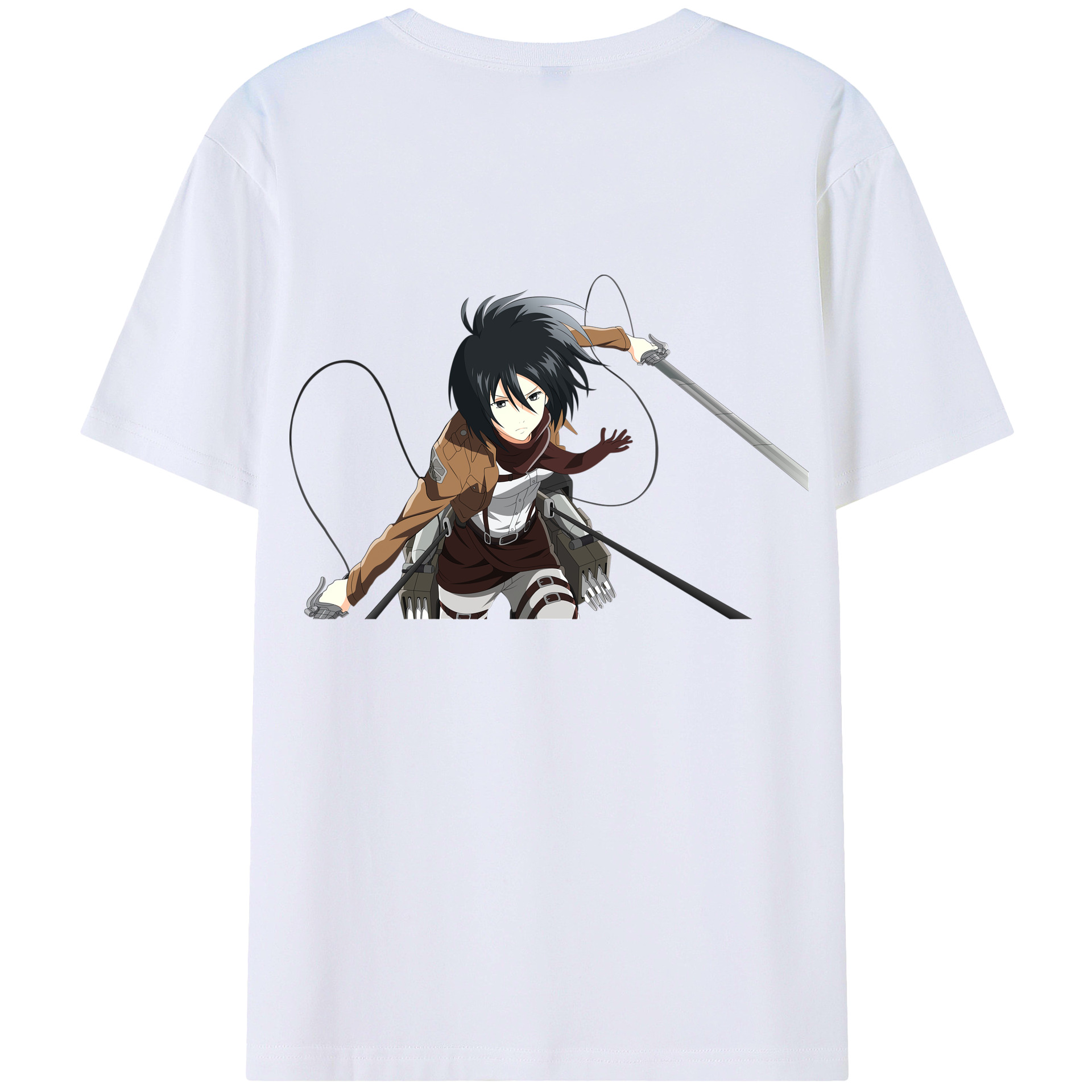 （画像用） 進撃の巨人 ミカサ·アッカーマン Attack on Titan Mikasa Ackerman 綿100％半袖Tシャツ（背面プリント）