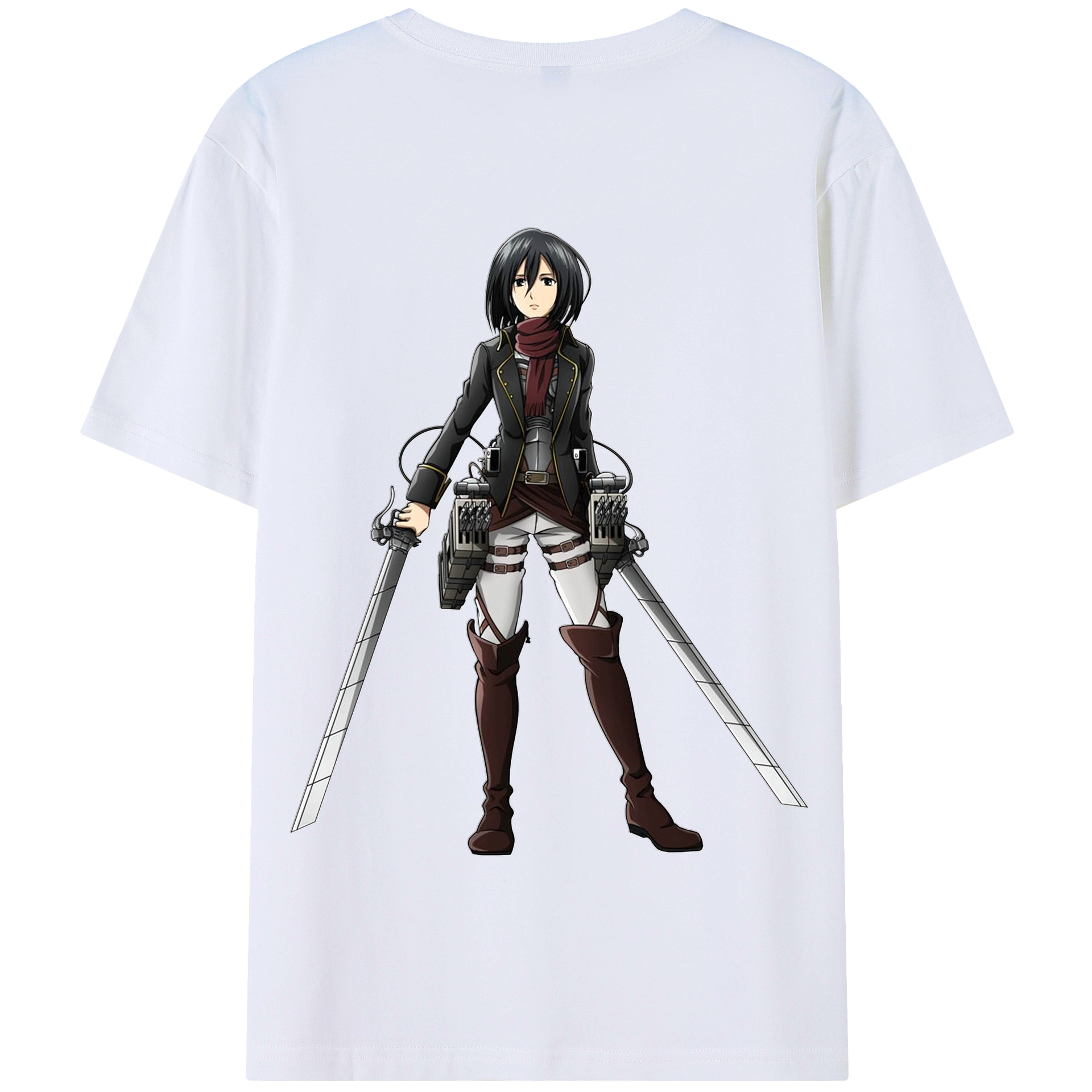 （画像用） 進撃の巨人 ミカサ·アッカーマン Attack on Titan Mikasa Ackerman 綿100％半袖Tシャツ（背面プリント）