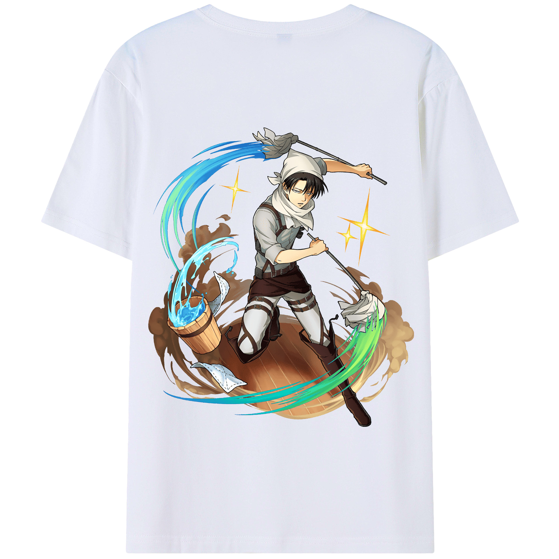 （画像用） 進撃の巨人 リヴァイ·アッカーマン Attack on Titan Levi Ackerman 綿100％半袖Tシャツ（背面プリント）
