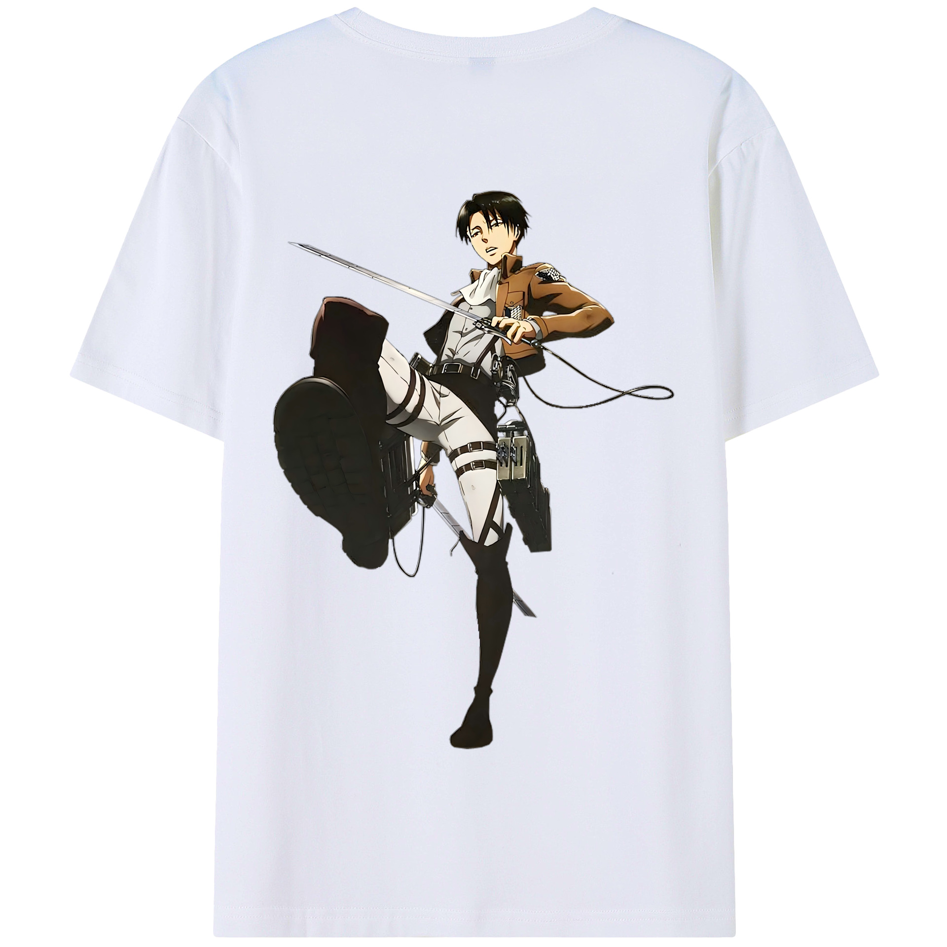 （画像用） 進撃の巨人 リヴァイ·アッカーマン Attack on Titan Levi Ackerman 綿100％半袖Tシャツ（背面プリント）