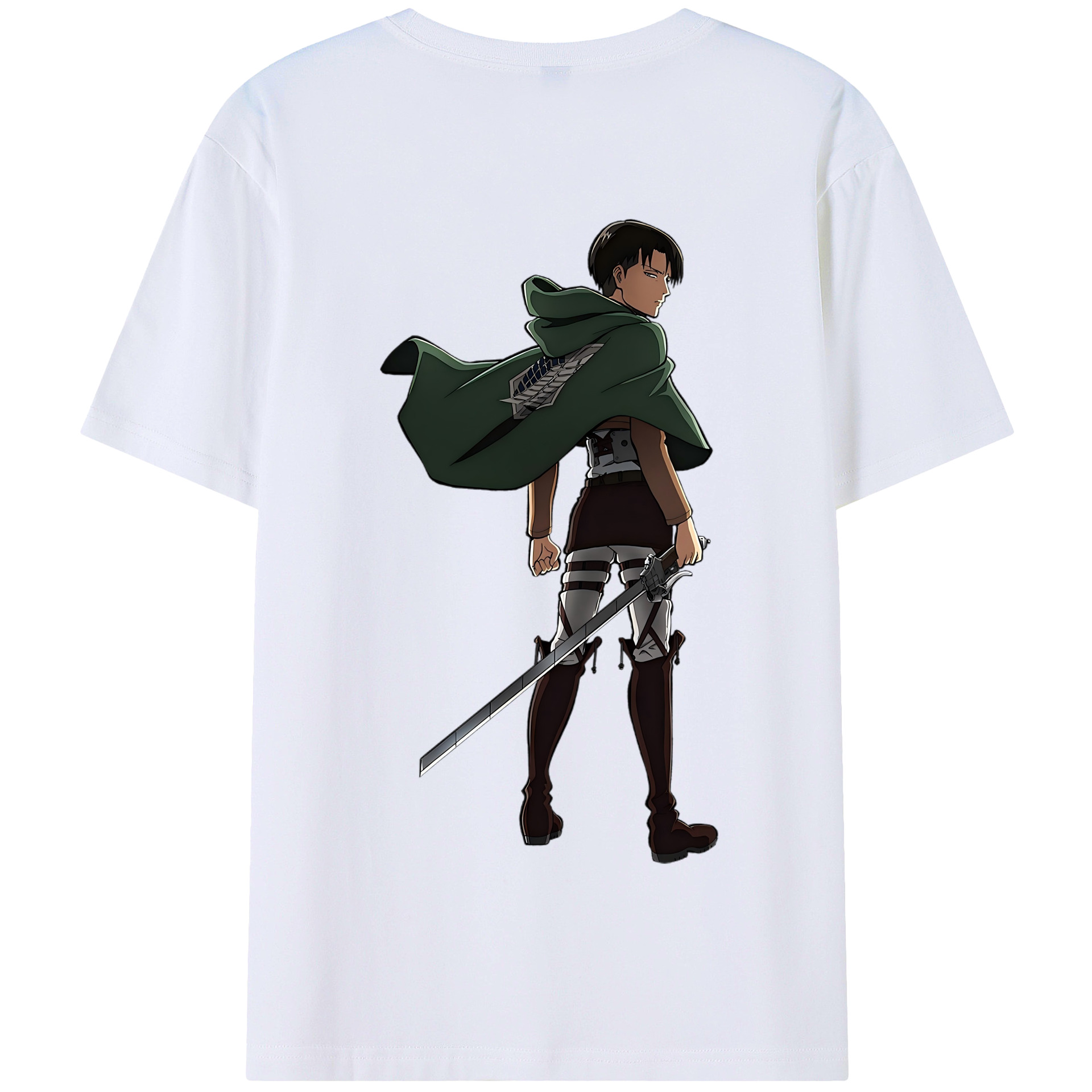 （画像用） 進撃の巨人 リヴァイ·アッカーマン Attack on Titan Levi Ackerman 綿100％半袖Tシャツ（背面プリント）