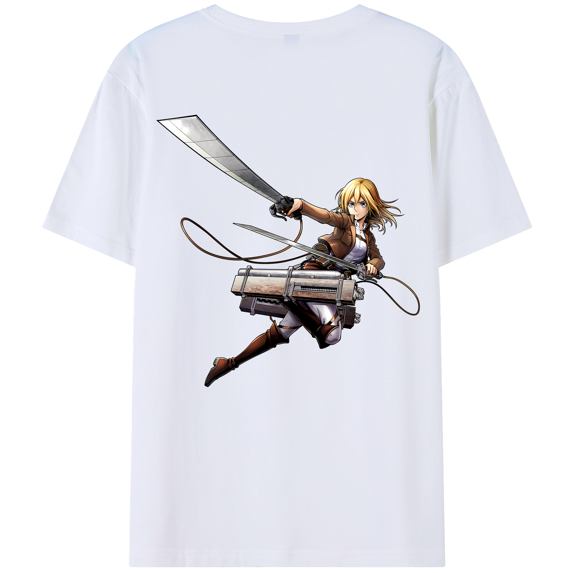 （画像用） 進撃の巨人 クリスタ·レンズ Attack on Titan Christa Lenz 綿100％半袖Tシャツ（背面プリント）