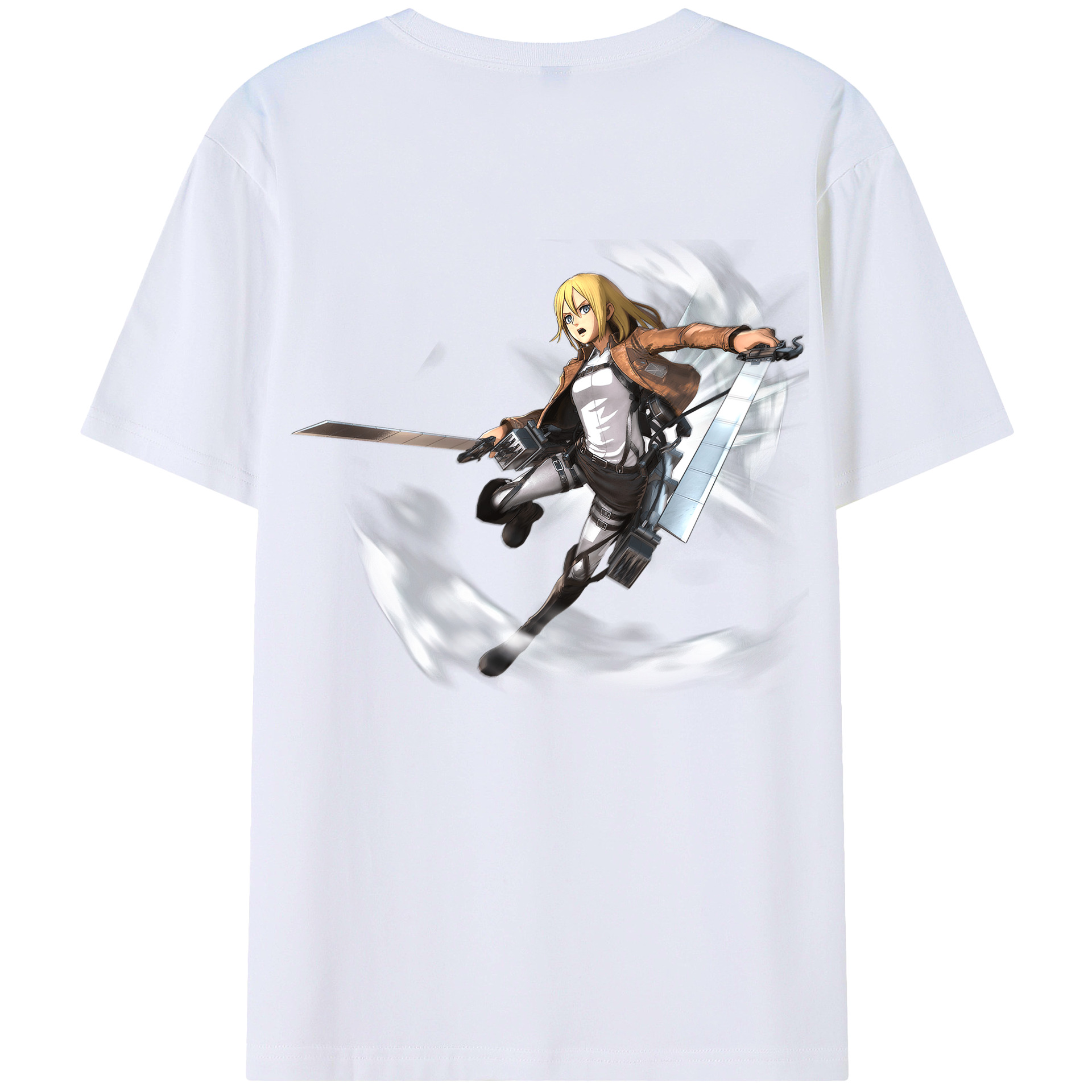 （画像用） 進撃の巨人 クリスタ·レンズ Attack on Titan Christa Lenz 綿100％半袖Tシャツ（背面プリント）