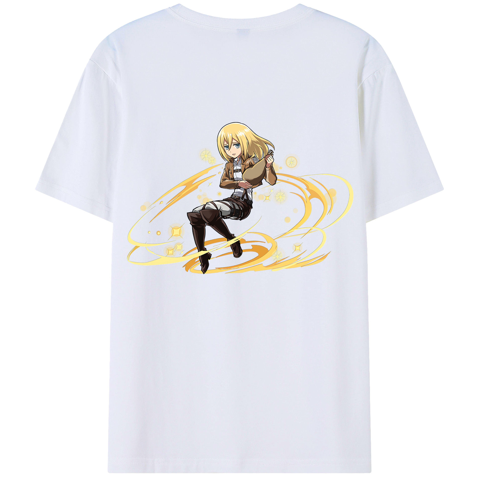 （画像用） 進撃の巨人 クリスタ·レンズ Attack on Titan Christa Lenz 綿100％半袖Tシャツ（背面プリント）