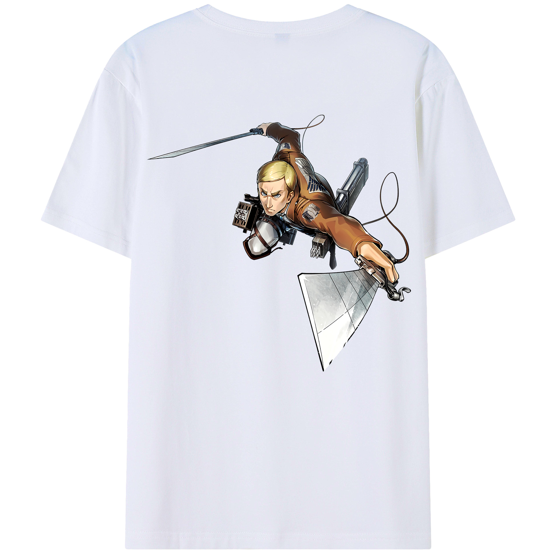 （画像用） 進撃の巨人 エルヴィン・スミス Attack on Titan Erwin Smith 綿100％半袖Tシャツ（背面プリント）