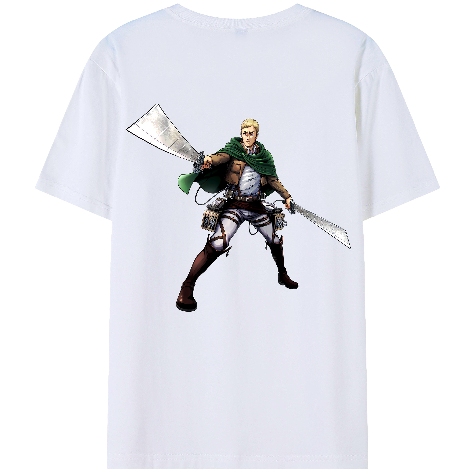 （画像用） 進撃の巨人 エルヴィン・スミス Attack on Titan Erwin Smith 綿100％半袖Tシャツ（背面プリント）