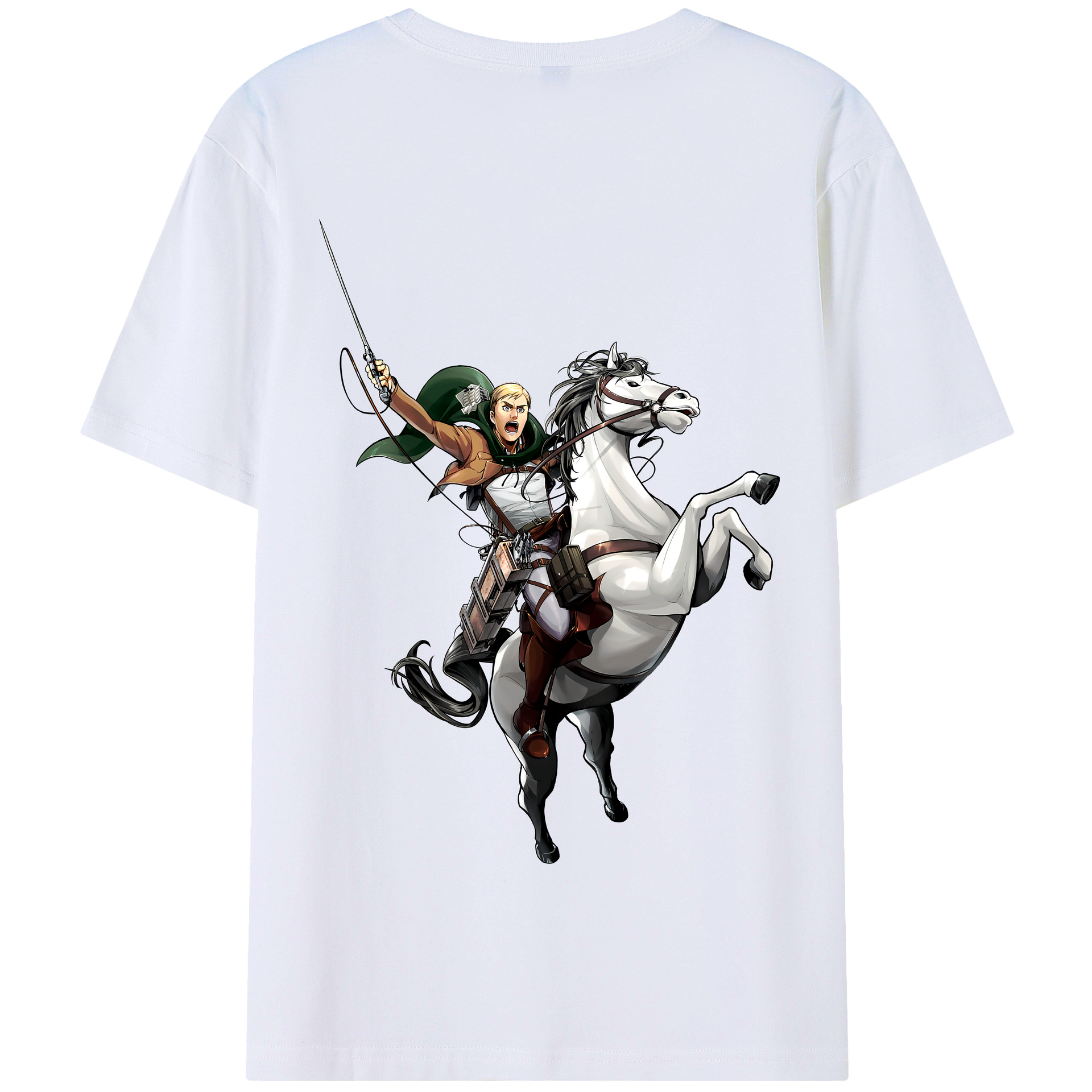 （画像用） 進撃の巨人 エルヴィン・スミス Attack on Titan Erwin Smith 綿100％半袖Tシャツ（背面プリント）
