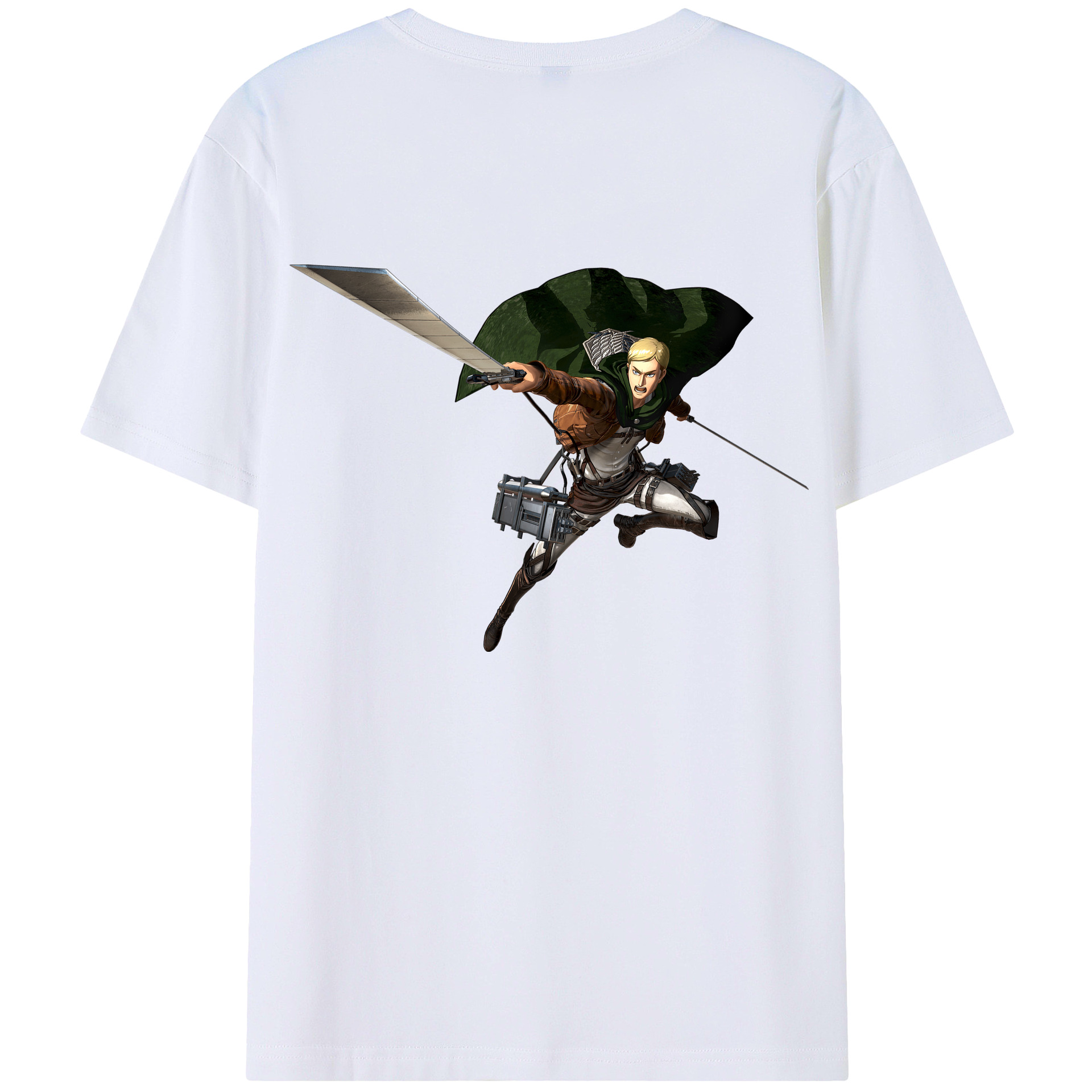 （画像用） 進撃の巨人 エルヴィン・スミス Attack on Titan Erwin Smith 綿100％半袖Tシャツ（背面プリント）