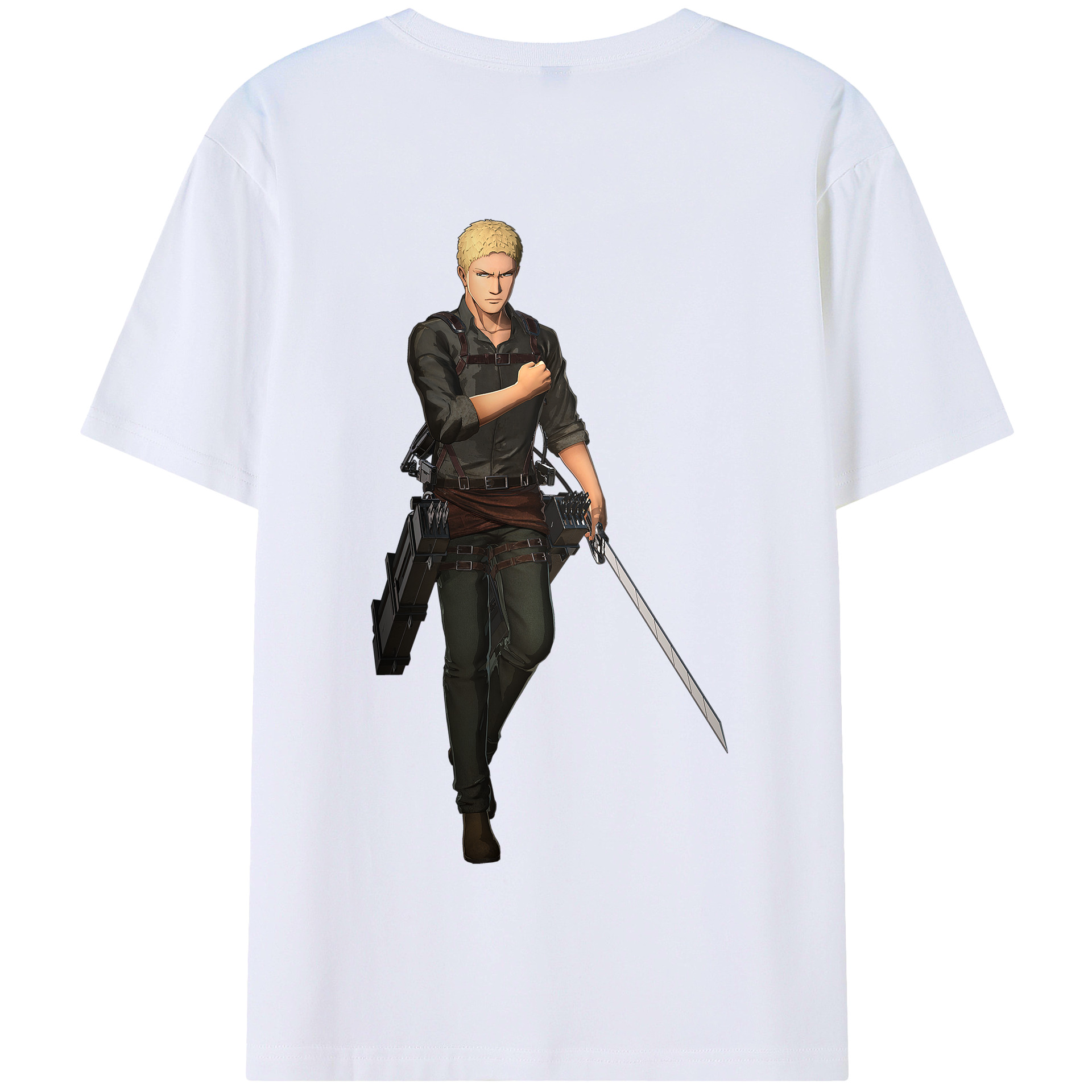 （画像用） 進撃の巨人 ライナー・ブラウン Attack on Titan Reiner Braun 綿100％半袖Tシャツ（背面プリント）